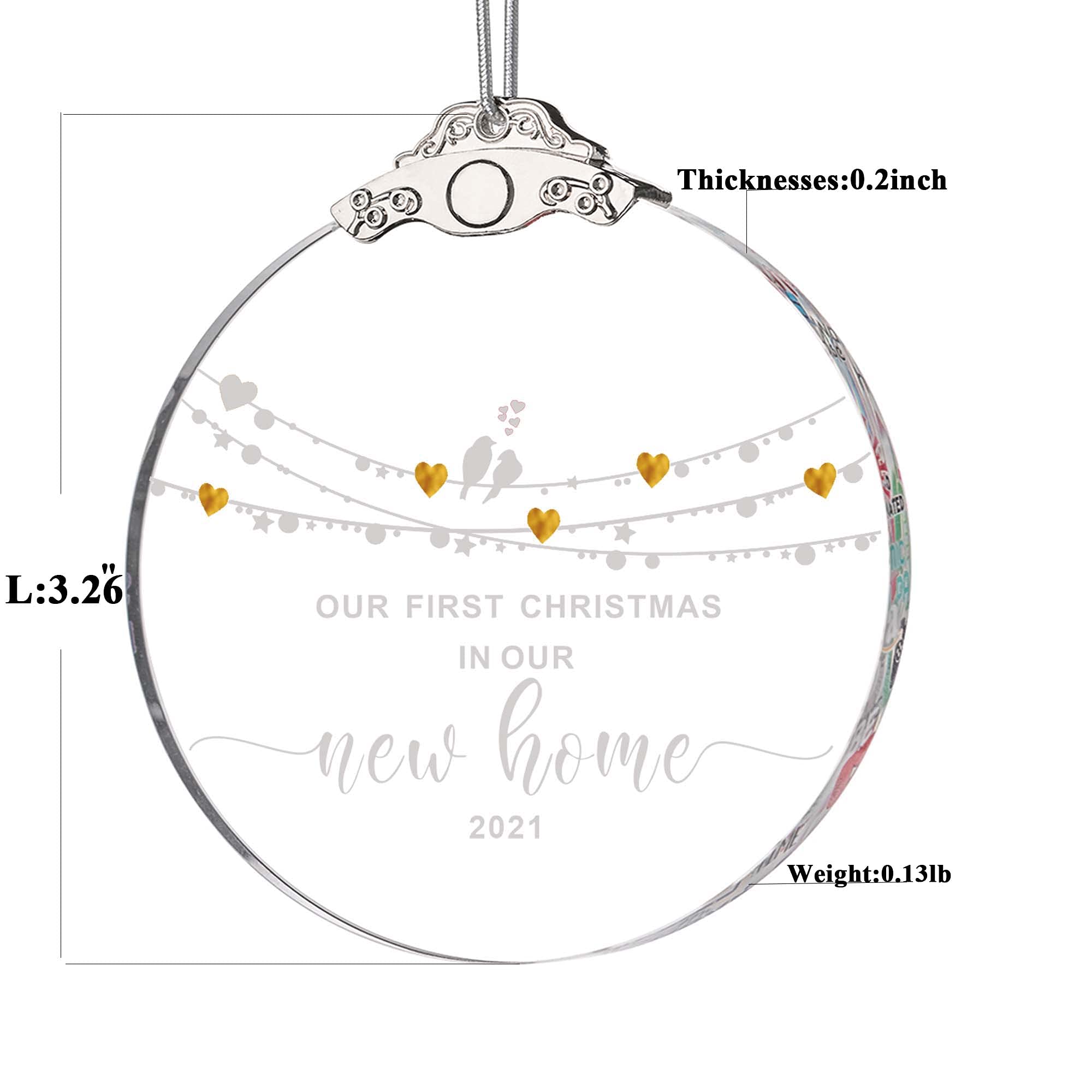 First Christmas in Our New Home Ornament - Round Crystal Glass Keepsake for Housewarming, Wedding & Couple Gifts - Perfect for Xmas Tree Decor and New Home Celebration