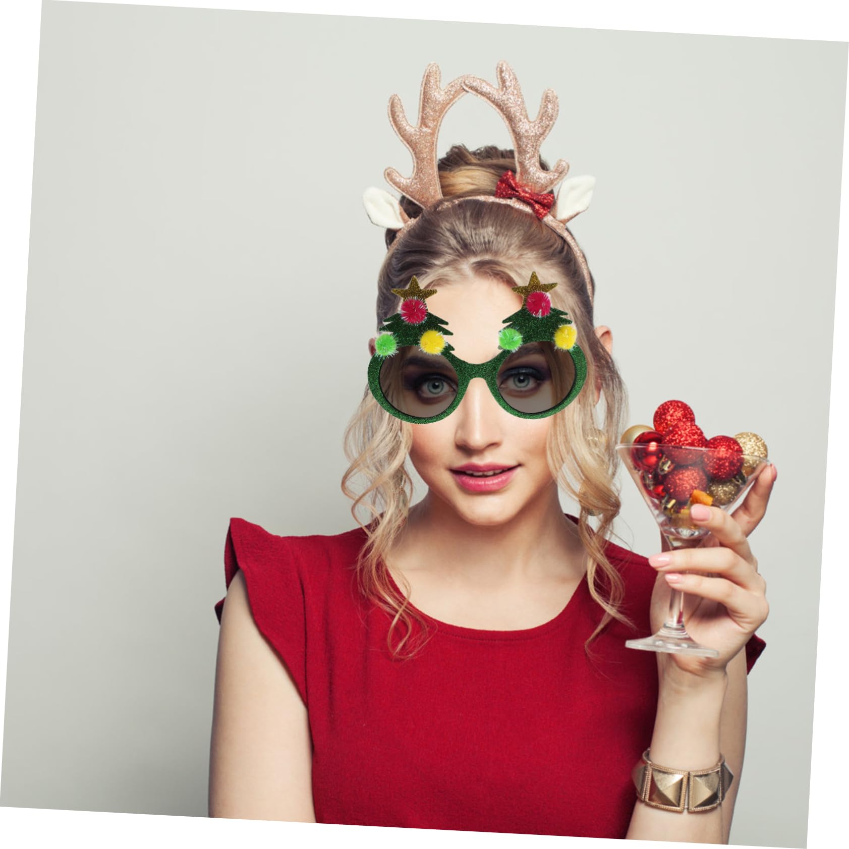 Amosfun Christmas Glasses - Novelty Holiday Eyewear for Parties, Festive Accessories & Tree Decorations | Comfortable & Decorative Fancy Glasses for Christmas Celebrations, Office Parties & Family Gatherings