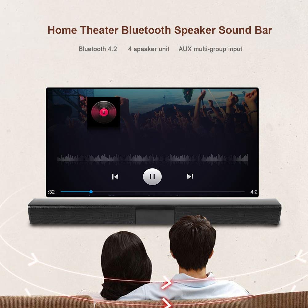 ASHATA Bluetooth Sound Bar for TV - Wireless Surround Sound Speaker System with High Power Audio for Home Theater, Movies & Music Streaming