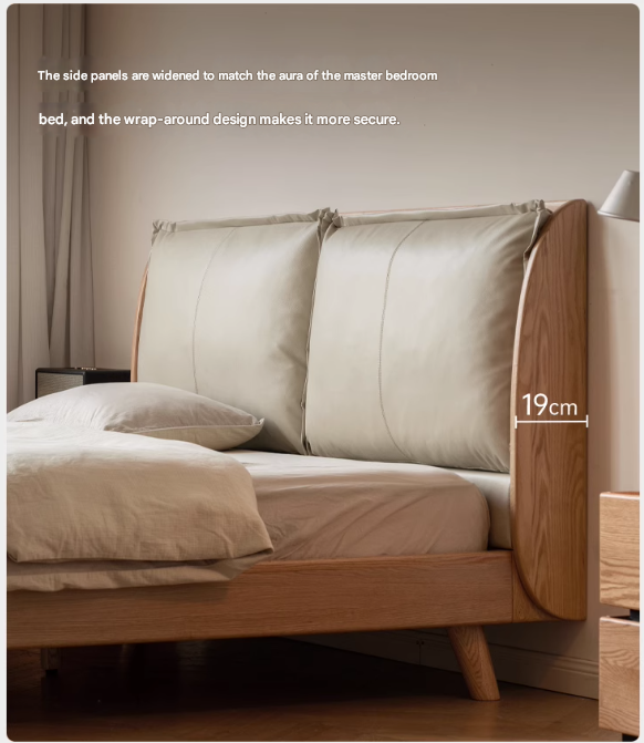 Premium Oak Solid Wood Frame with Top Grain Leather Upholstery & Technical Fabric Bed - Perfect for Modern Bedrooms, Guest Rooms & Luxury Home Decor