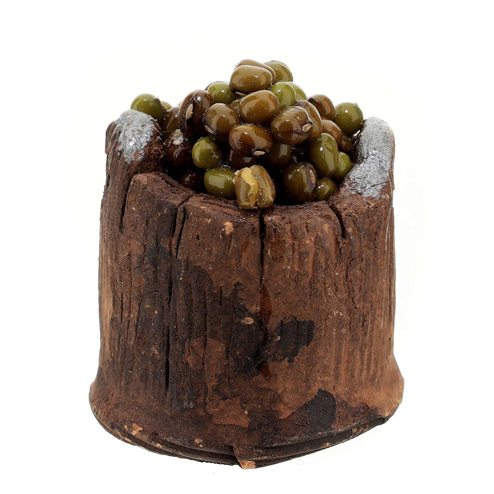 Wooden Nativity Scene Olive Tub - 3.5cm Miniature Christmas Decoration for Nativity Sets & Holiday Home Décor