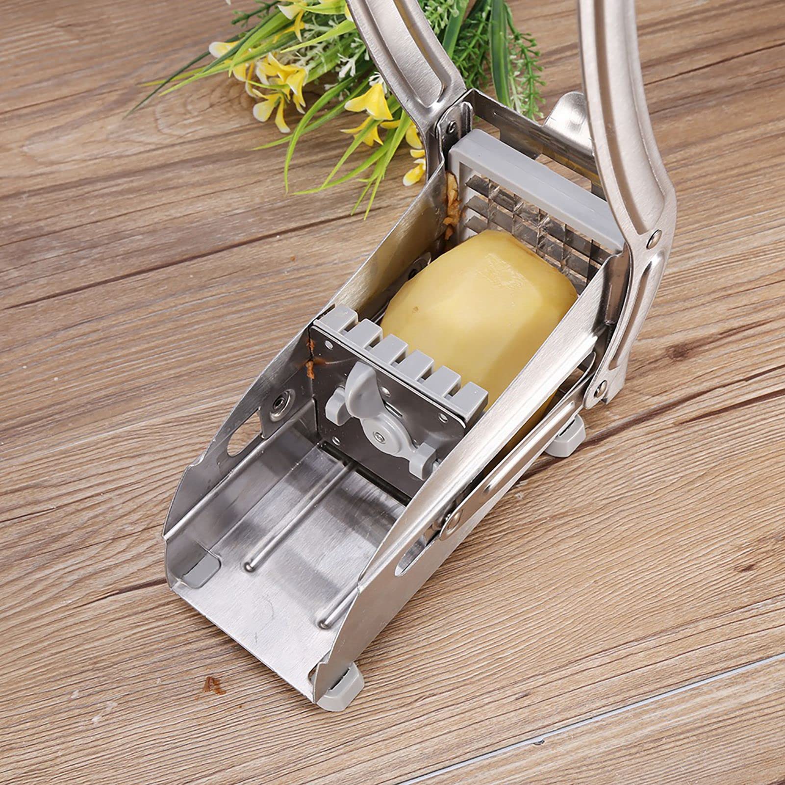 Premium Stainless Steel French Fry Cutter - 10 x 5 Inch Potato Chip Maker, Vegetable Chopper & Dicer for Home Kitchen - Perfect for Making Crispy Fries, Veggie Sticks & Salad Prep