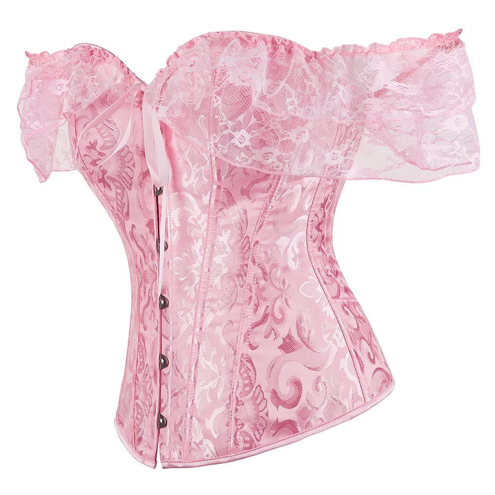 SHYMMUO Women's Corset Top with Lace Sleeves - Sexy Bustier Lingerie & Waist Trainer for Women | Perfect for Burlesque, Cosplay, and Evening Wear