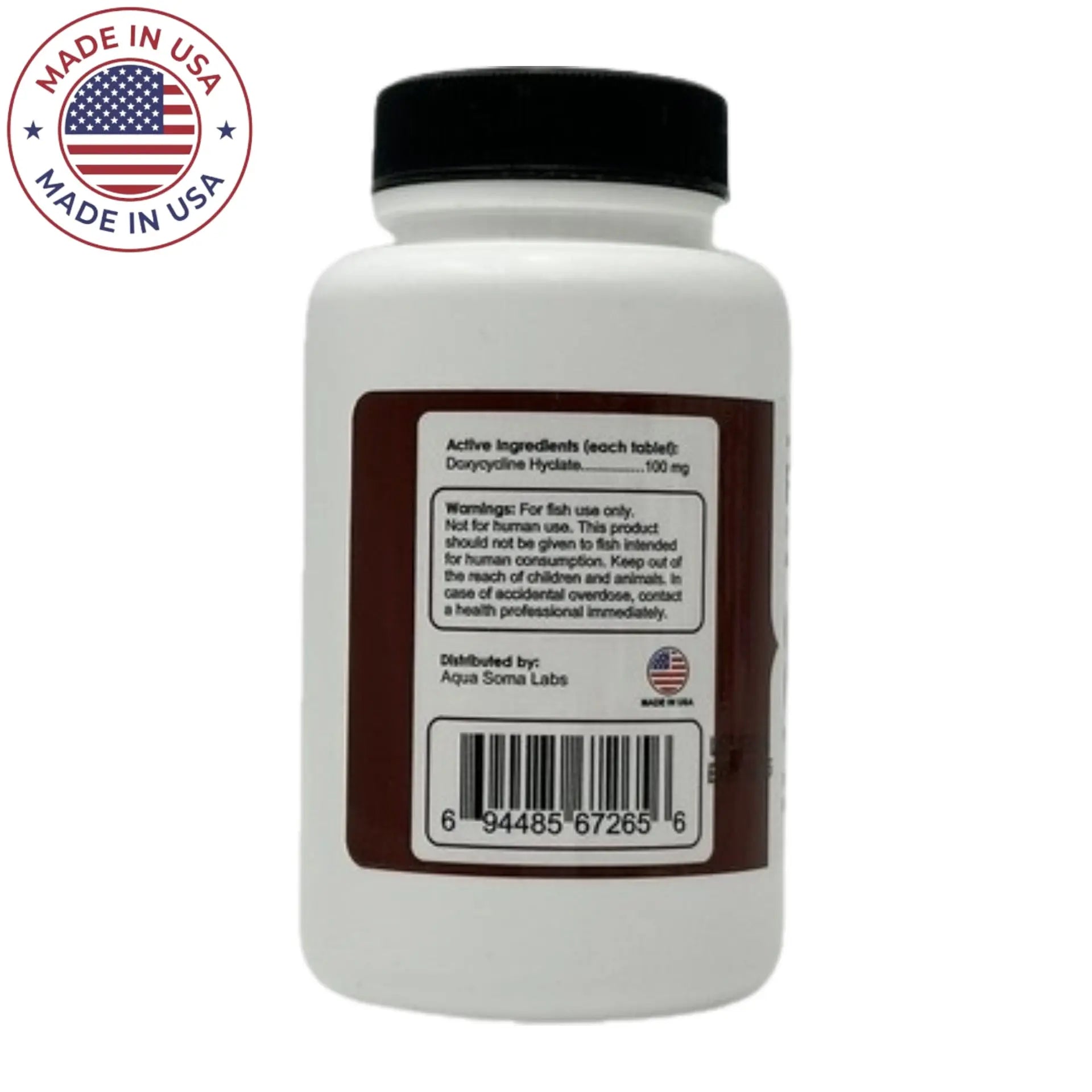 Fish Doxy Doxycycline 100 mg Capsules - 60 Count Antibiotic for Fish Bacterial Infections | Treats Fin Rot, Popeye & Columnaris | Aquarium & Pond Use