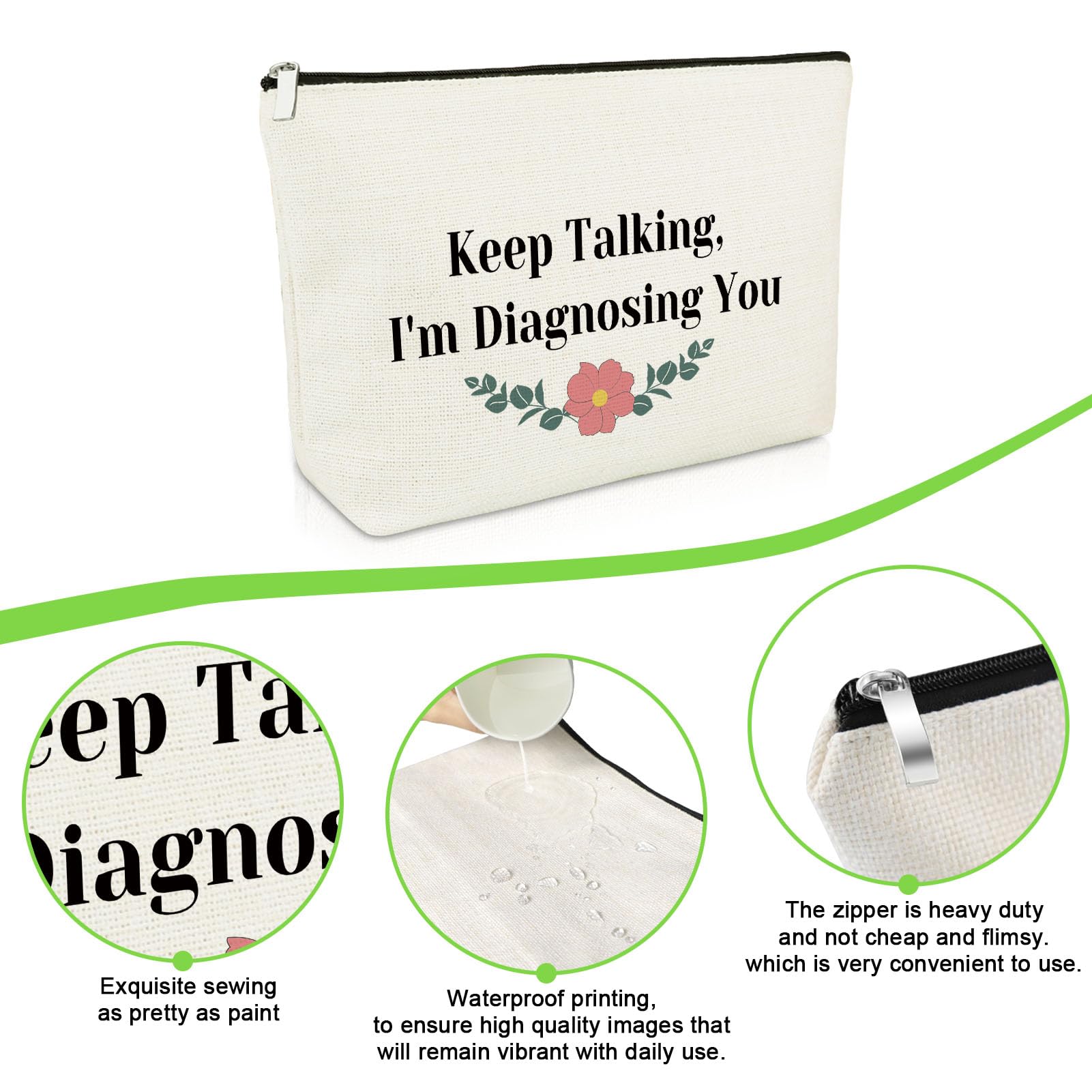 Psychology Gifts for Women - Therapist Appreciation Thank You Gift, Graduation & Birthday Present for Psychologists - Travel Makeup Bag & Cosmetic Pouch (Perfect for Counseling Sessions, Office Use & Daily Essentials)