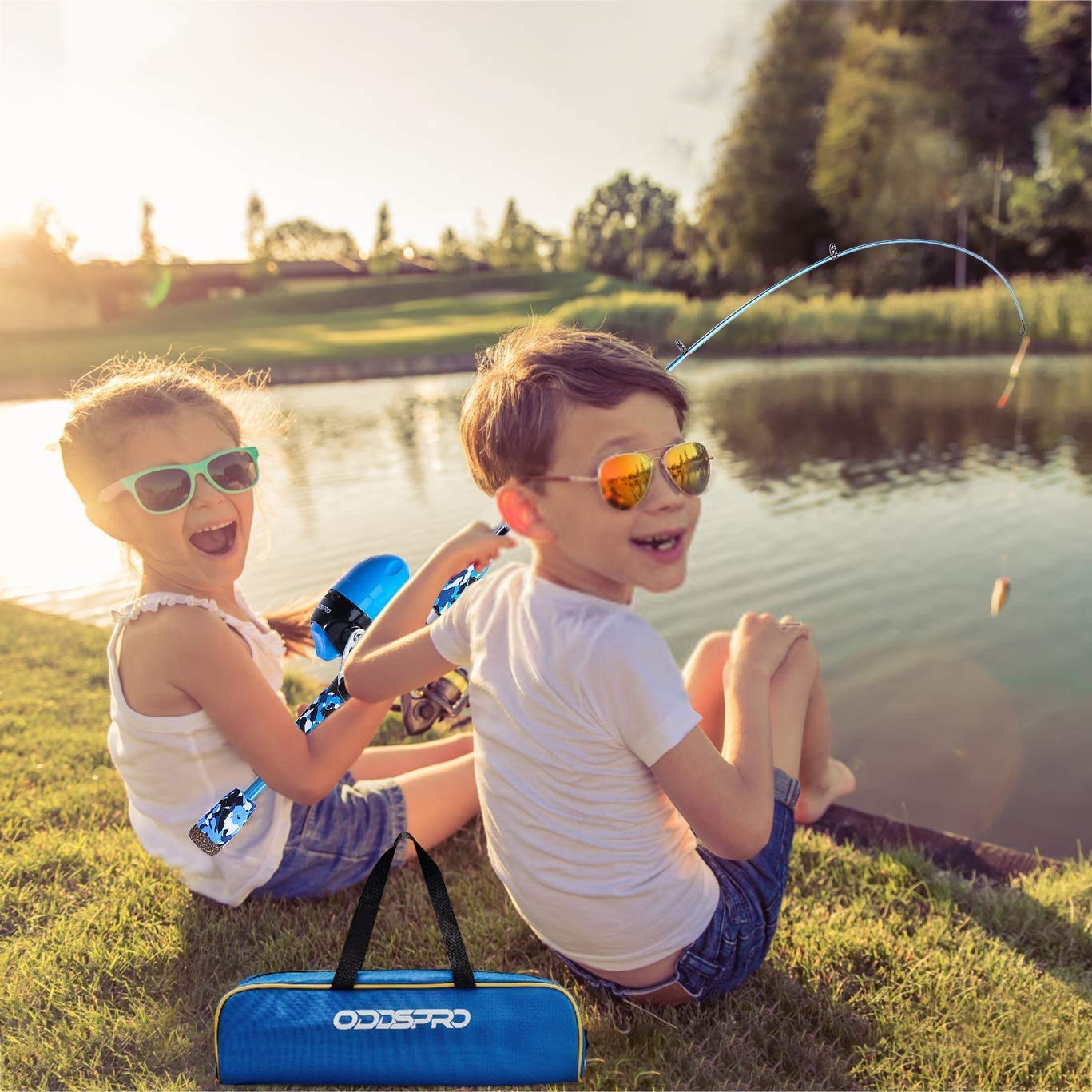 ODDSPRO Pink Kids Fishing Pole - Telescopic Fishing Rod and Reel Combo Kit with Tackle Box | Portable Fishing Gear for Girls & Youth | Perfect for Outdoor Camping, Beach Trips & Family Bonding