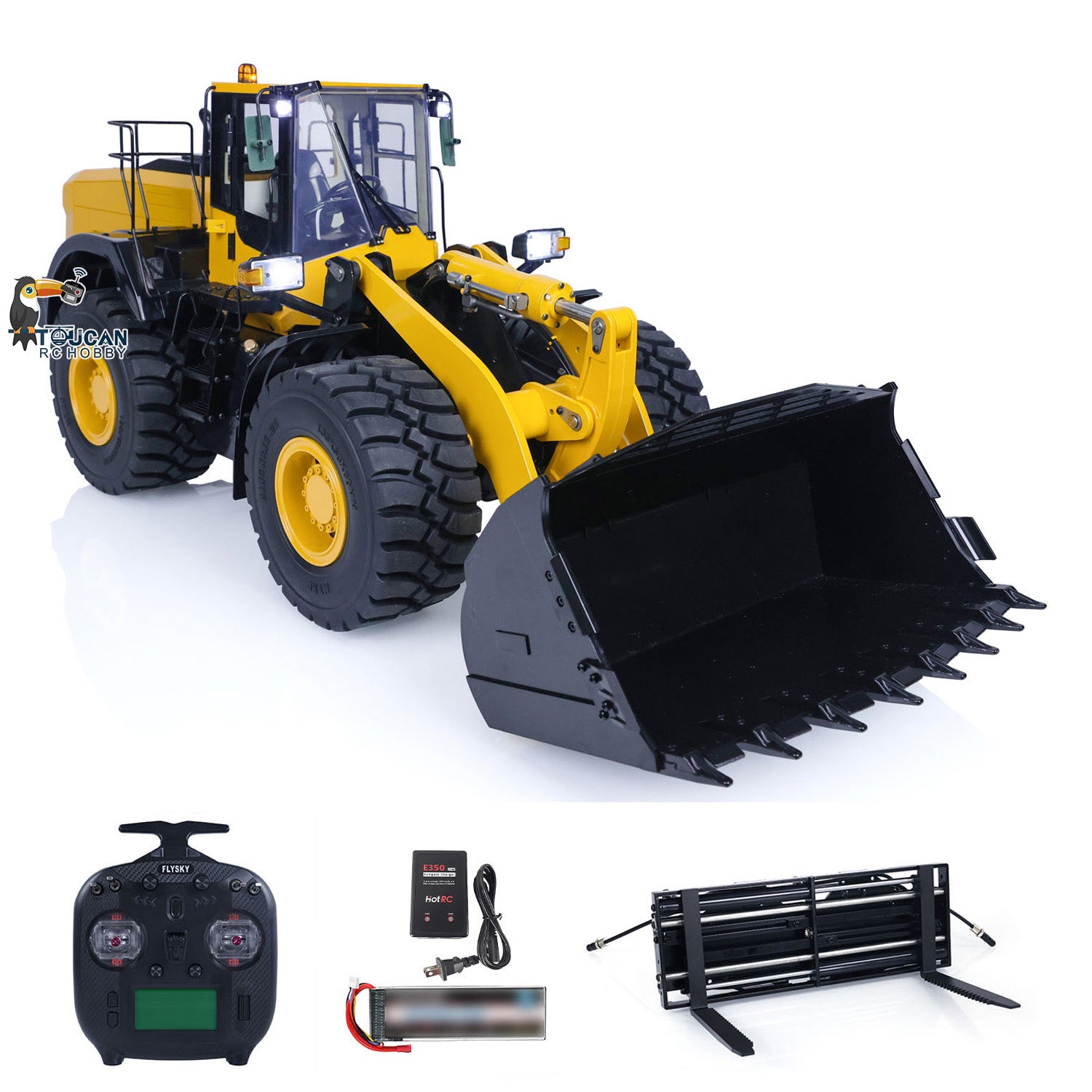 1/14 Scale RC Hydraulic Loader WA480 - Electric Construction Toy with Quick Coupler, Fork & Bucket - Realistic Light & Sound - ST8 Radio Control - Battery Powered for Kids & Adults - Perfect for Construction Site Play, Backyard Fun & RC Enthusiasts