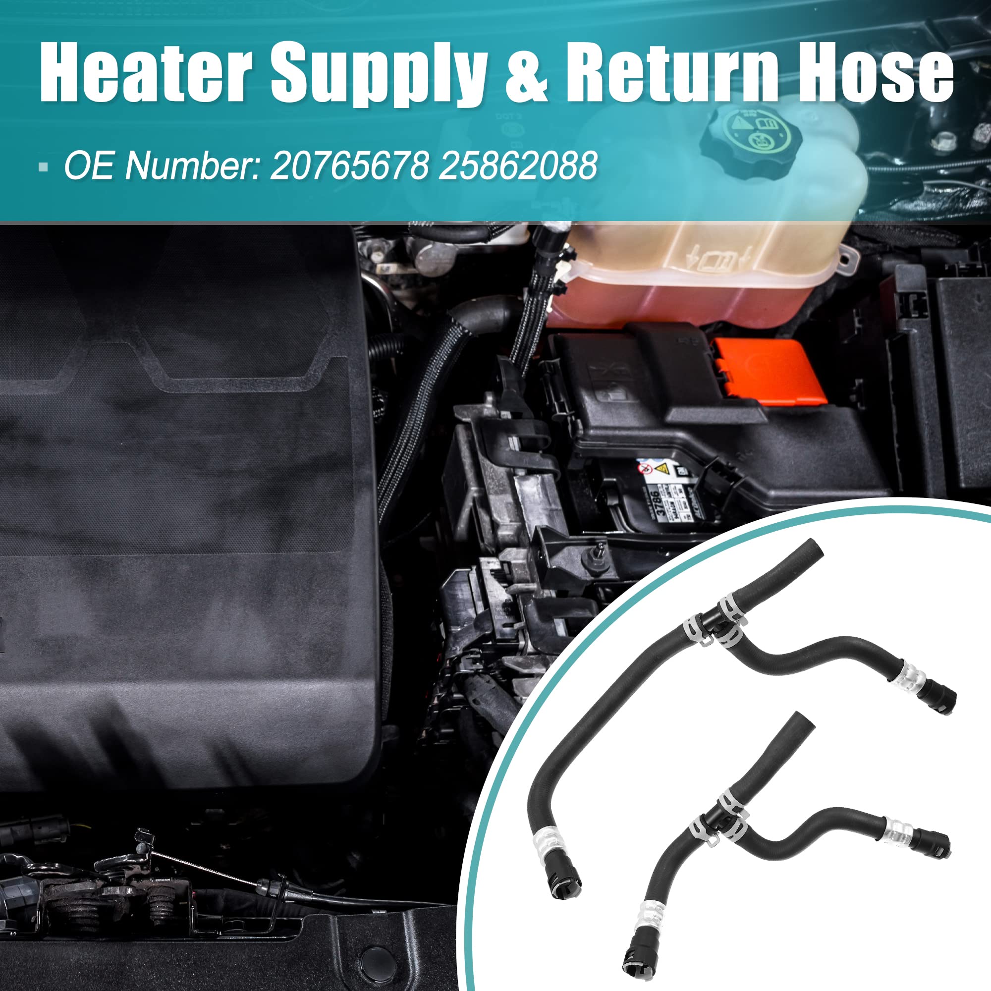X AUTOHAUX 1 Set HVAC Heater Supply & Return Hose Compatible with Buick Enclave/Chevrolet Traverse/GMC Acadia/Saturn Outlook 2007-2017 - Engine Heater Inlet & Outlet Hose (Part# 20765678, 25862088) - Perfect for Cooling System Maintenance & Repair