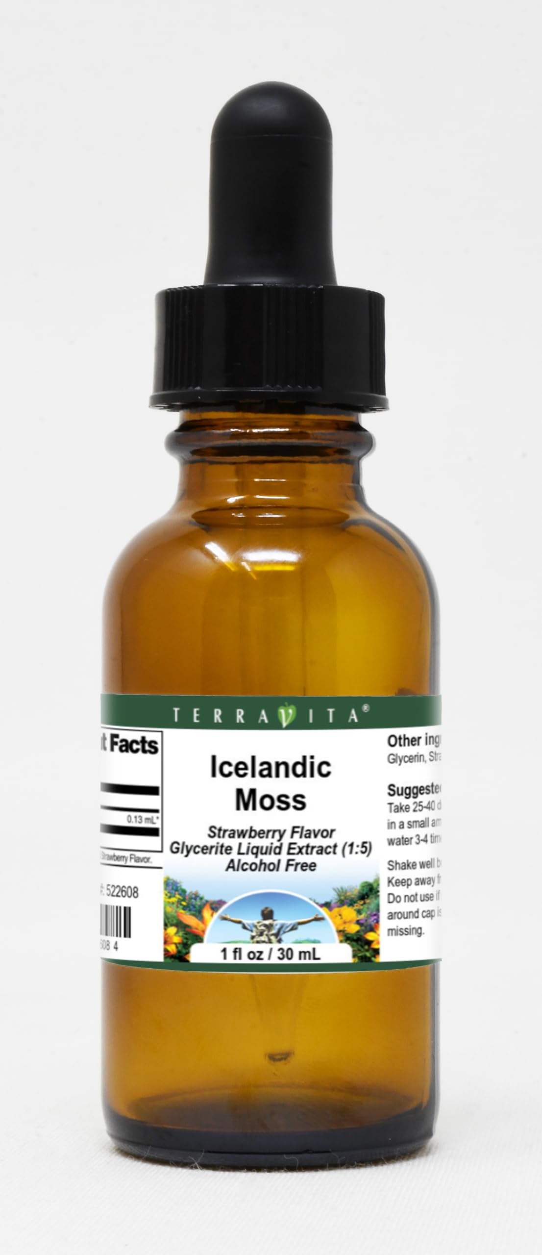 Organic Icelandic Moss Glycerite Liquid Extract (1:5) - Strawberry Flavored Herbal Supplement - 1 oz Bottle - ZIN 522608 - Supports Respiratory Health & Immunity - Perfect for Teas, Smoothies & Wellness Routines