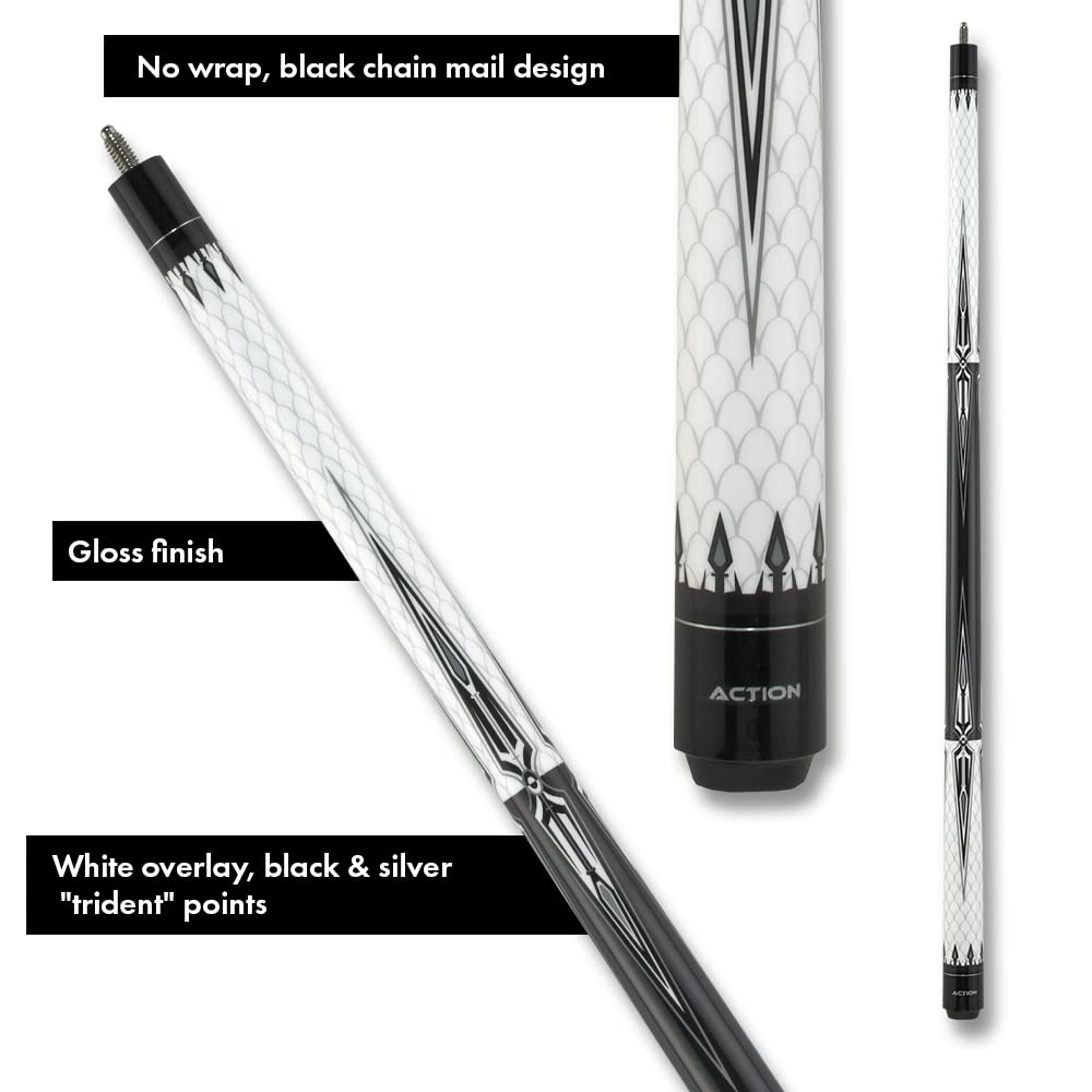 Premium Black & White Billiards Pool Cue Stick with Crown Points - Professional Tournament & Home Game Accessory for Players & Collectors