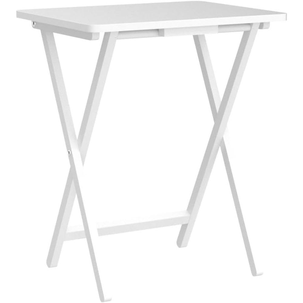 5-Piece Solid Wood Folding Laptop Desk Set - Adjustable Portable Computer Stand, Lightweight Workstation for Gaming & Office Use - Multi-Purpose Snack Tray & Decorative Table (White) - Perfect for Home Office, Dorm Room & Small Spaces