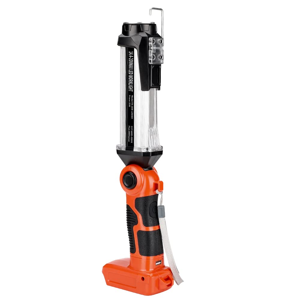 Black & Decker 20V Li-ion Cordless LED Work Light - 35W 2000LM Rechargeable Flashlight for Outdoor Camping, Car Repair, Job Site & Emergency Lighting - Perfect for Power Outages, Garage Work & Nighttime Projects
