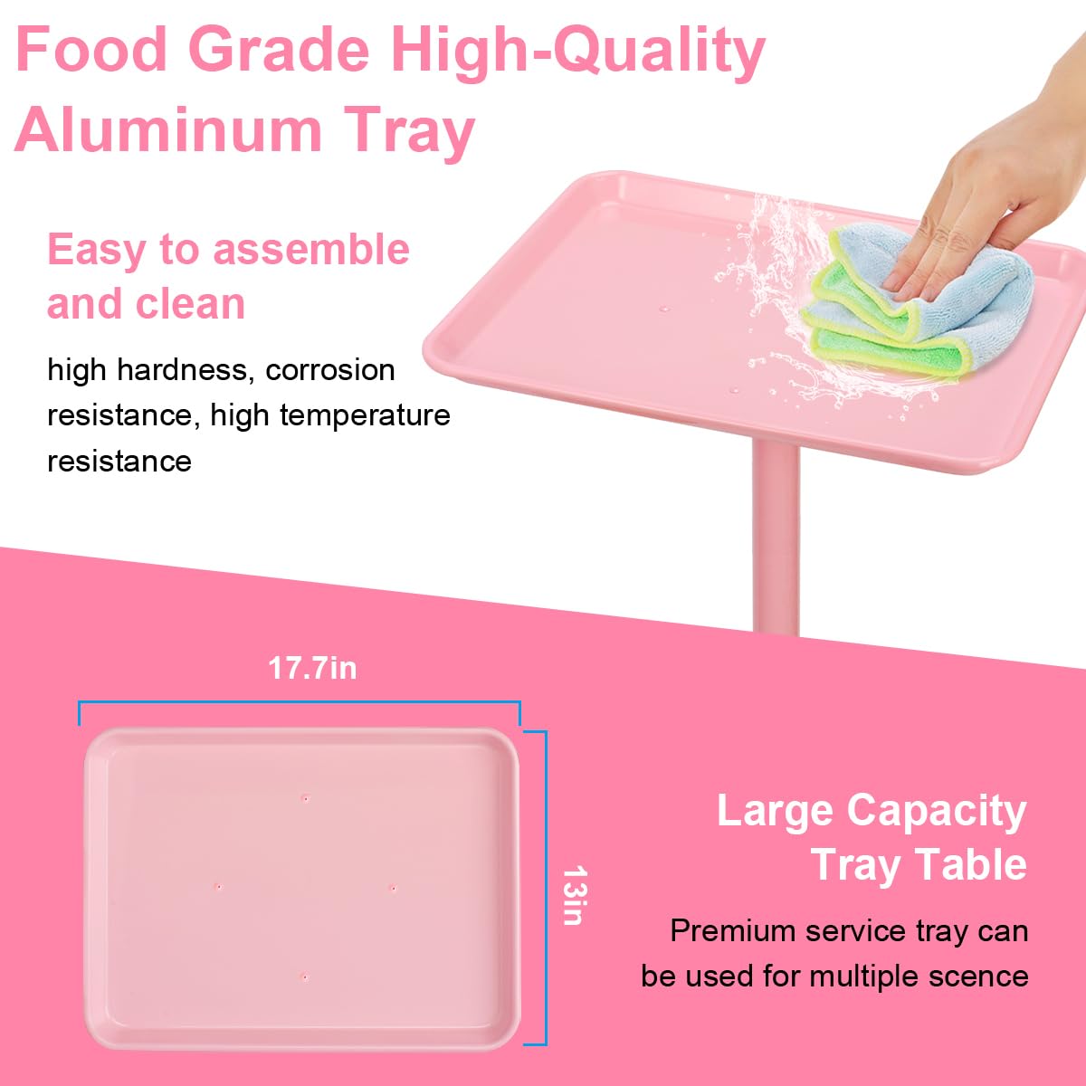 **JOSTZHXIN Adjustable Salon Tray – Professional Rolling Trolley for Hairstylists & Tattoo Artists – Premium Aluminum SPA Service Tray (Pink) – Ideal for Salon, Spa & Tattoo Studios**