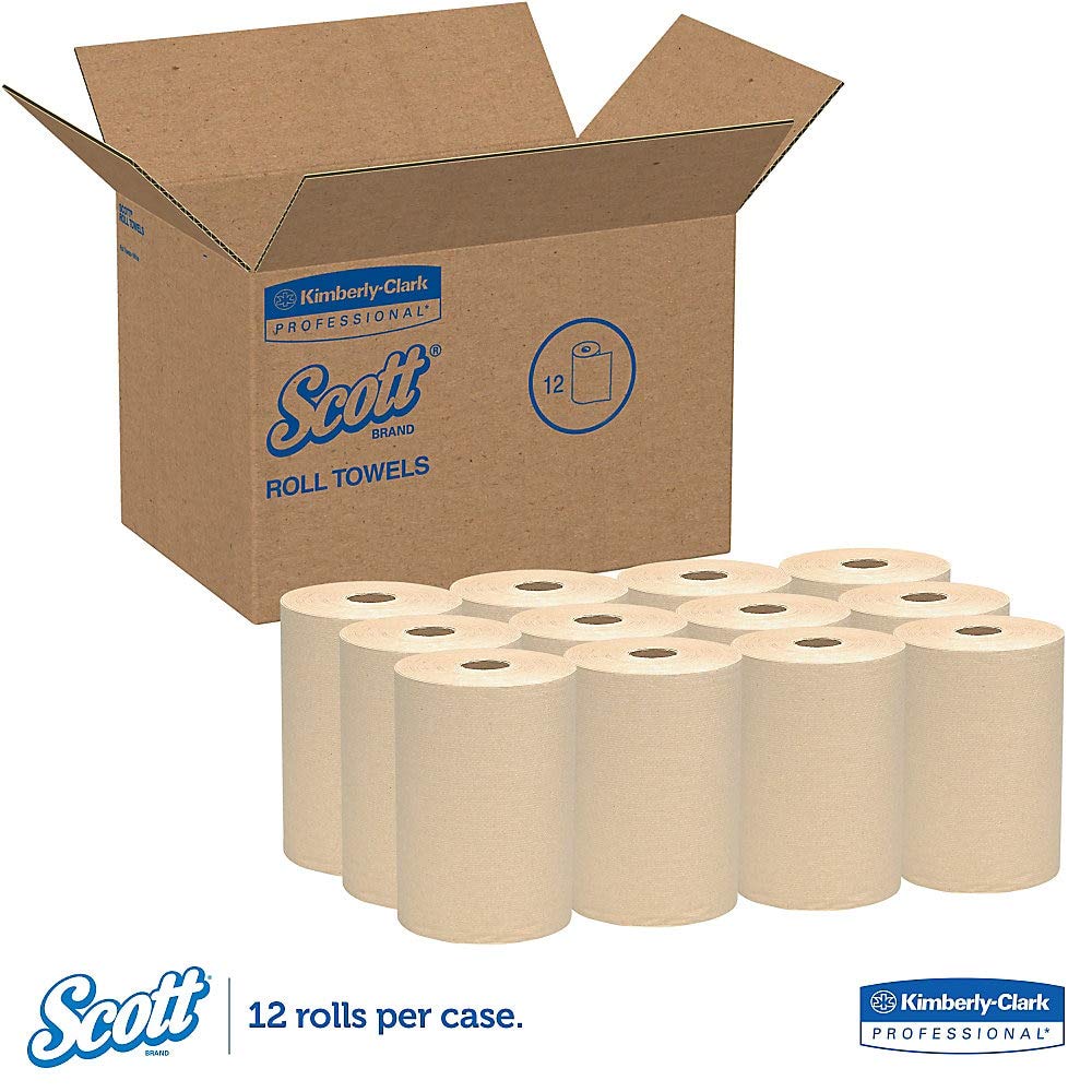 Scott Essential Hard Roll Paper Towels (02021), Natural, 400' per Roll, 12 Rolls per Case (4,800' Total) – Bulk Commercial & Household Cleaning Supplies for Kitchens, Bathrooms & Offices