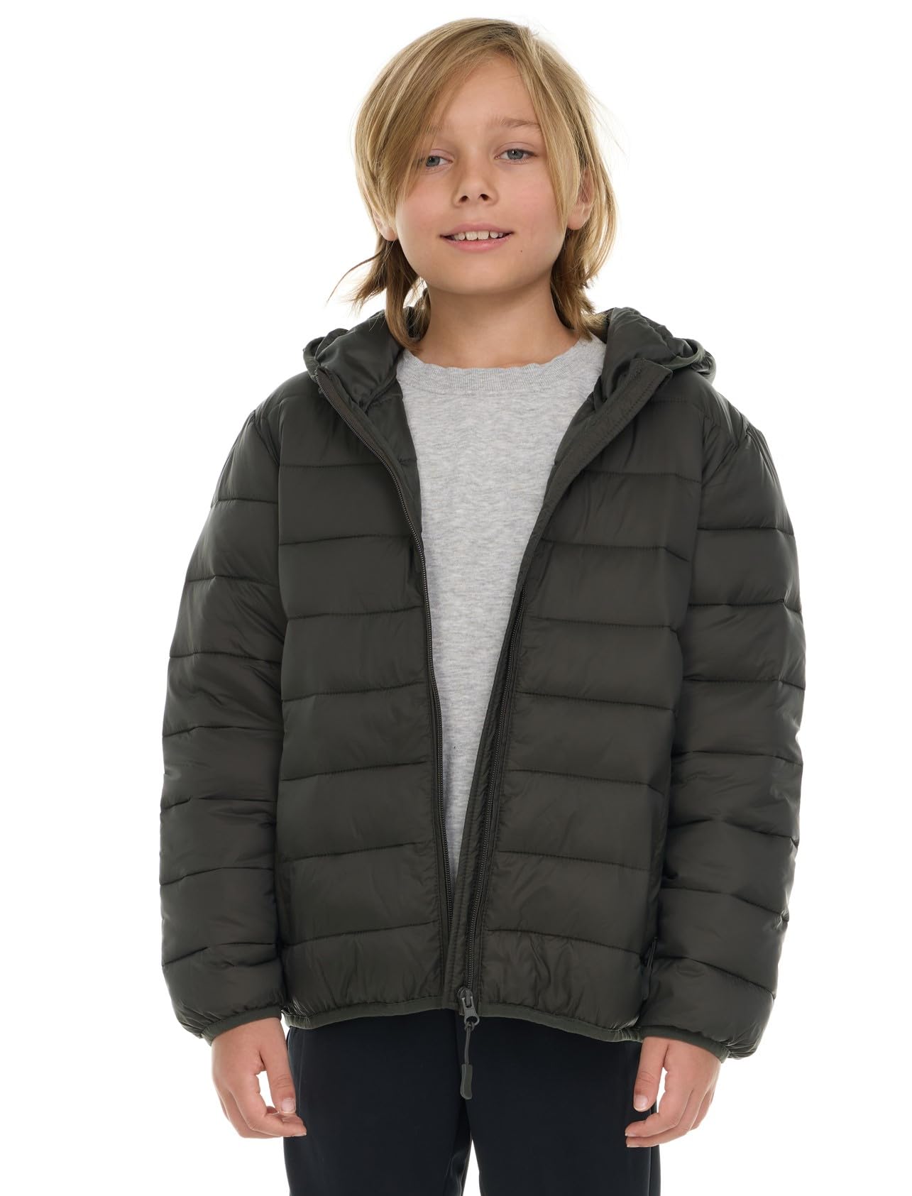 Lightweight Packable Boys Hooded Puffer Jacket for Winter - Warm & Water-Resistant Outerwear for Kids Outdoor Activities & School