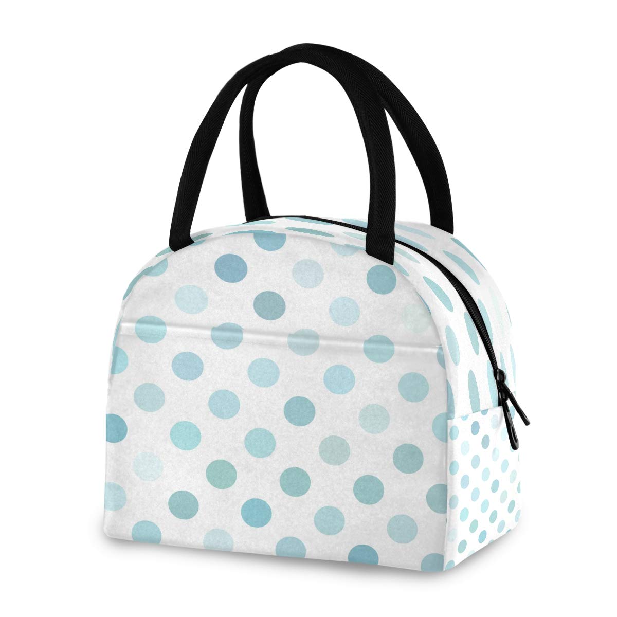 Blueangle Insulated Lunch Bag with Blue Dots - Reusable Cooler Tote for Women, Waterproof & Leakproof Lunch Box Container - Perfect for Work, School, Picnics & Outdoor Activities