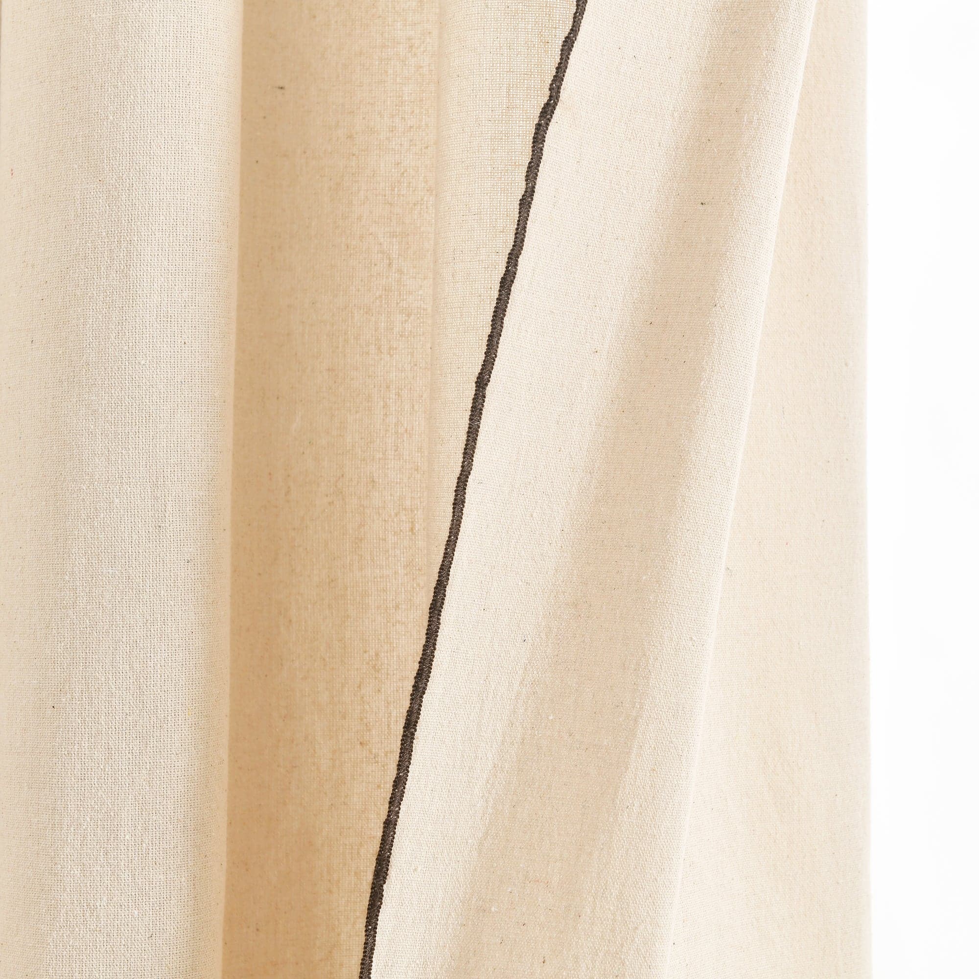 Modern Faux Linen Embroidered Edge Window Curtain Panel Set with Attached Valance - Elegant Home Decor for Living Room, Bedroom & Dining Room