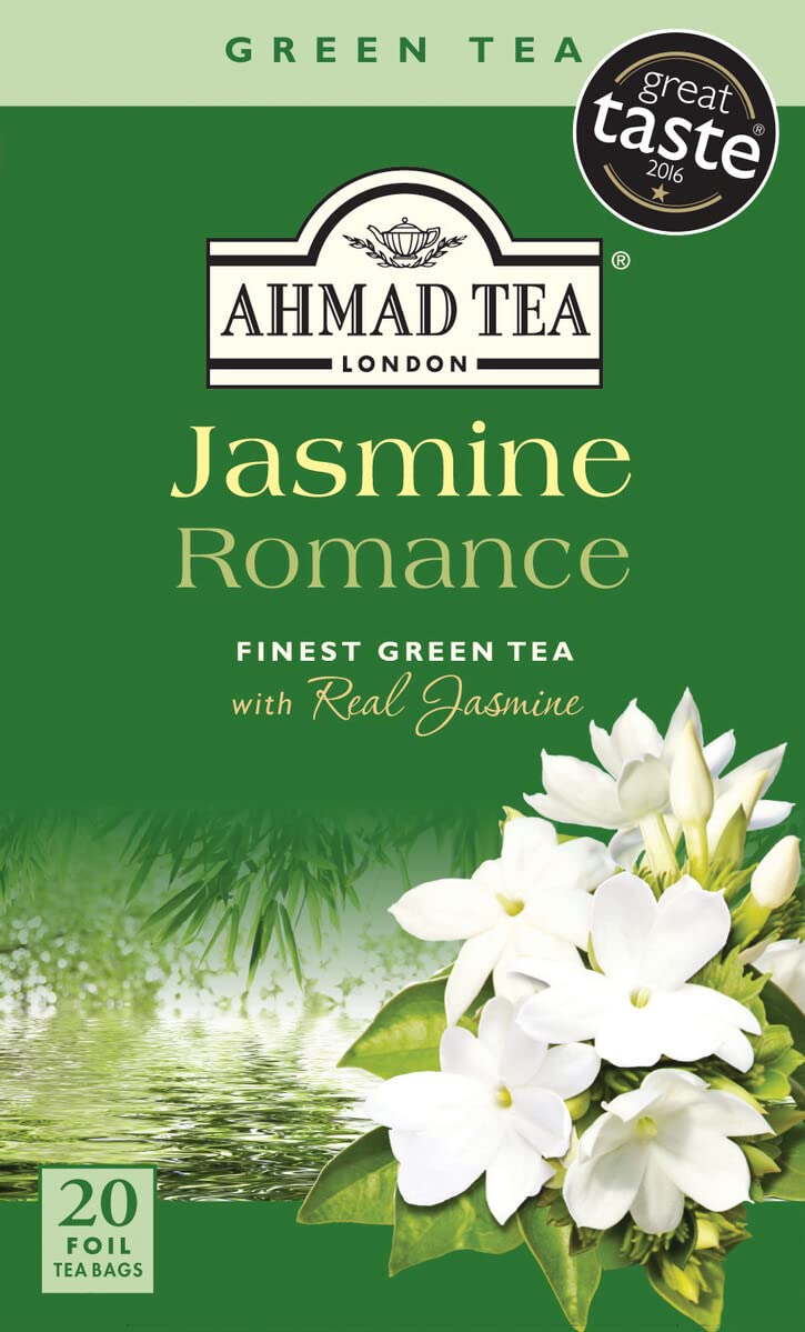 Ahmad Tea Jasmine Romance Green Tea - 20 Tea Bags per Box (Pack of 6) | Premium Floral Jasmine Green Tea for Relaxation & Afternoon Tea Time