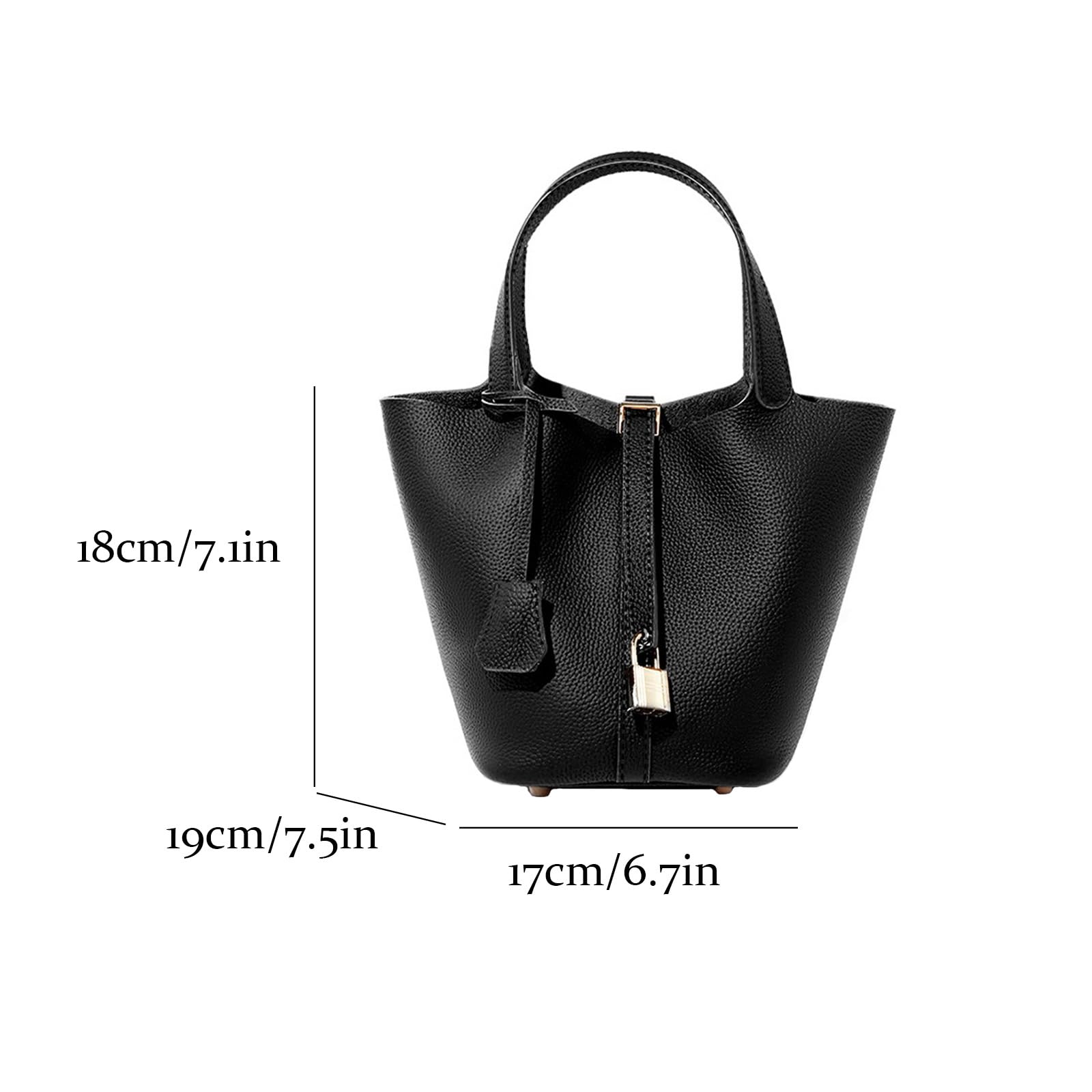 Genuine Leather Bucket Bag for Women - Stylish Handbag with Inner Pocket & Lock - Perfect for Shopping, Travel, Work & School - Durable Tote Purse for Everyday Use