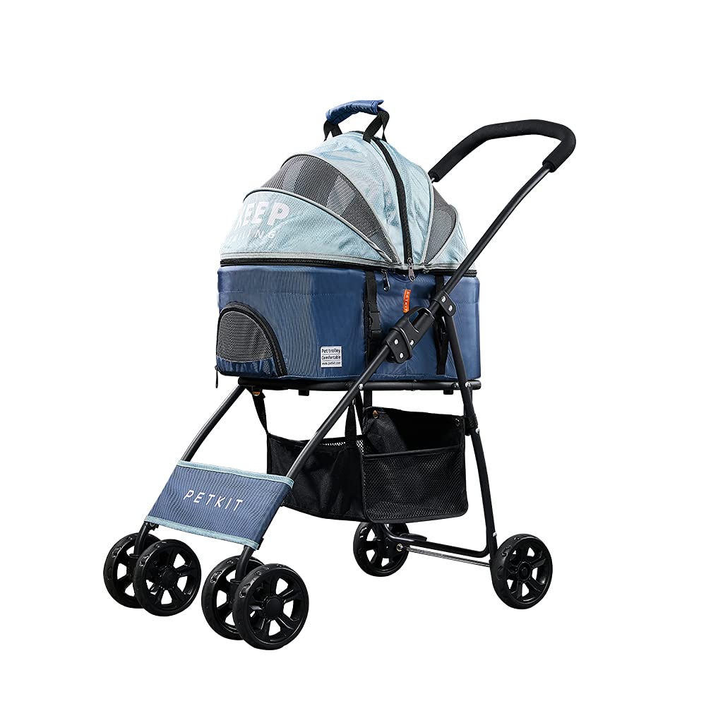 PETKIT Bon Voyage Pet Stroller for Small & Medium Dogs & Cats - Lightweight Travel Carrier, Car Seat & Stroller with Storage Basket & Cup Holder - Perfect for Vet Visits, Shopping & Outdoor Adventures