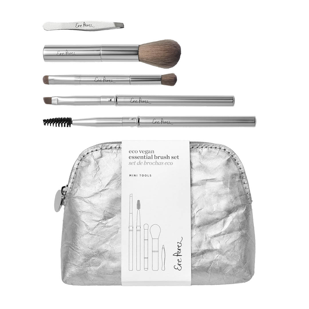 Eco-Friendly Vegan Essential Brush Set - Mini Makeup Tools for Travel & On-The-Go Beauty | Cruelty-Free & Sustainable