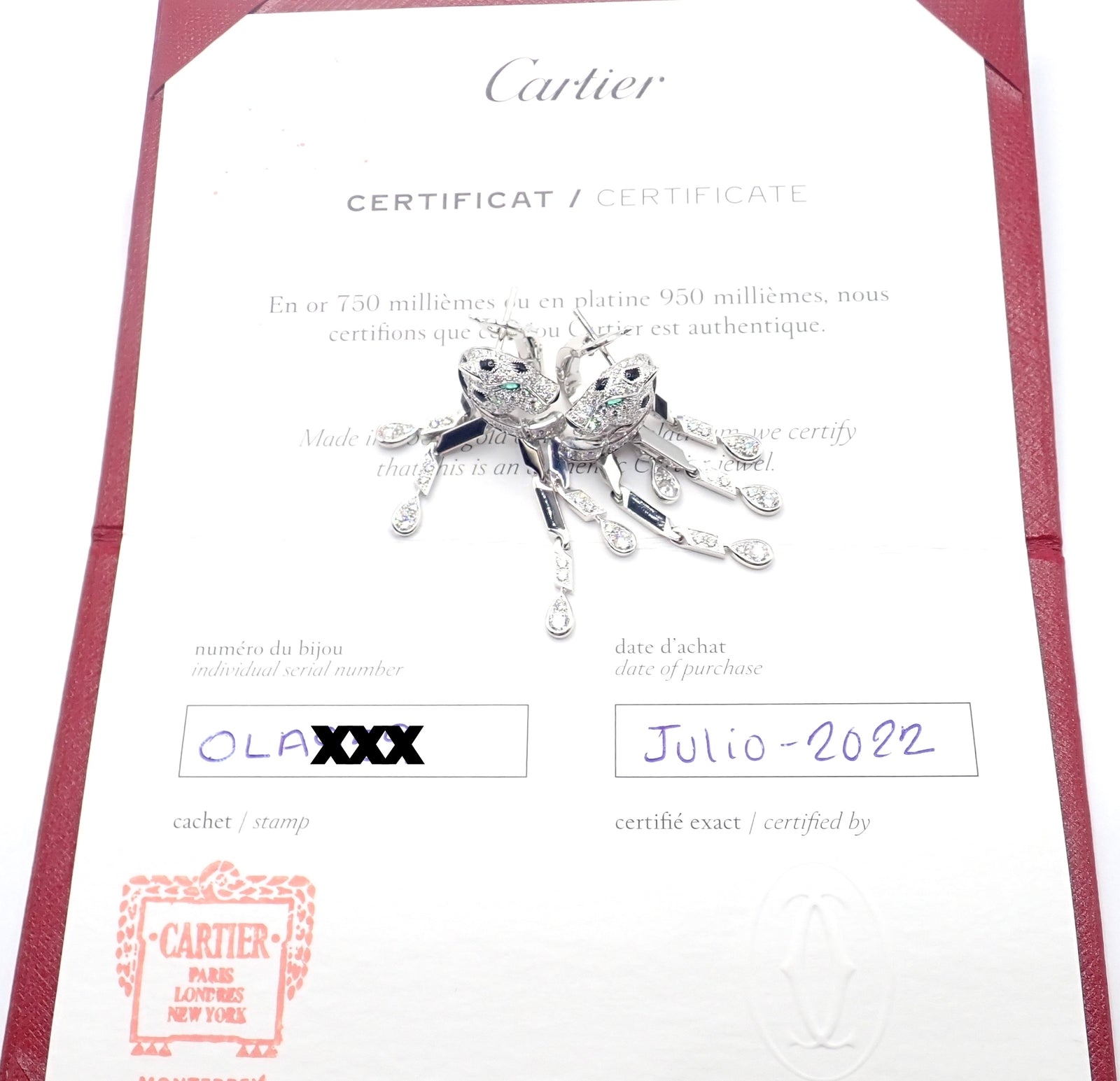 Authentic Cartier Panthere Panther 18k White Gold Diamond Black Onyx Earrings for Women | Luxury Jewelry Gift for Anniversary, Birthday & Special Occasions