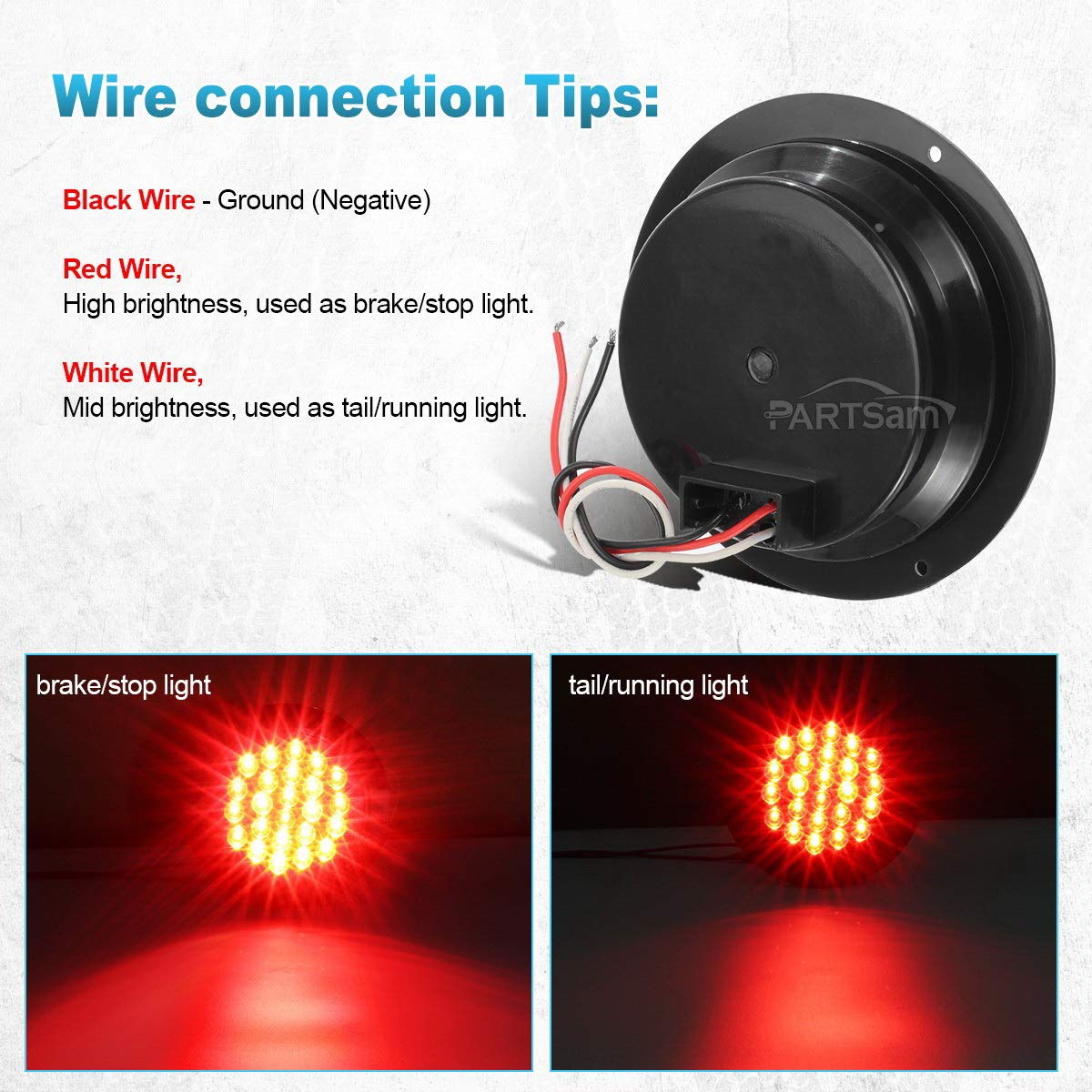 Partsam 10Pcs Red 4 Inch Round LED Trailer Tail Lights - 12LED Flange Mount, Stainless Steel Chrome Bezel, Waterproof Stop/Turn/Brake Lights - Replacement for Trucks, RVs, Trailers (12V) - Perfect for Heavy Duty Vehicles, Campers & Marine Applications