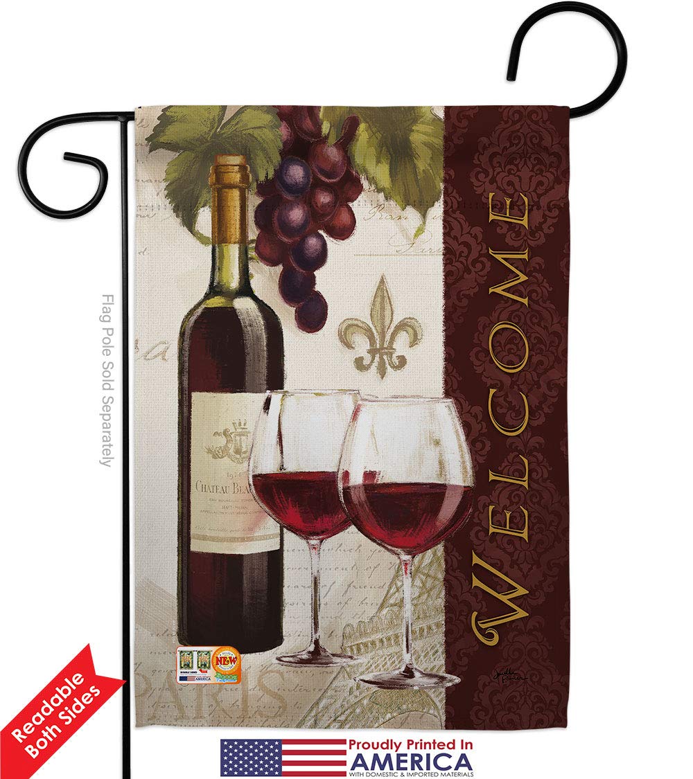 Breeze Decor Double-Sided Wine Welcome Garden Flag Set - 28x40 Inch Outdoor Yard Banner for Wine Lovers (Red, White, Rose) | Perfect for Backyard Parties, Vineyard Decor & Gift Giving | Made in USA