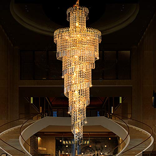 LITFAD Modern Spiral Chandelier - 16-Light Crystal Pendant Lighting Fixture in Gold, Luxury Hanging Lamp for Living Room, Hotel, Restaurant & Corridor | Elegant Ceiling Light for Dining Room, Foyer & Wedding Venue Decoration