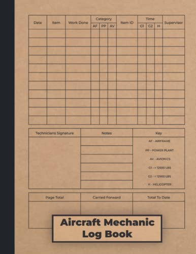 Aircraft Mechanic Log Book - FAA Approved Aviation Maintenance Technician Journal | AMT Logbook for Aircraft Mechanics | Perfect for Maintenance Tracking & Certification Records | Ideal for Aviation Professionals & Flight School Students