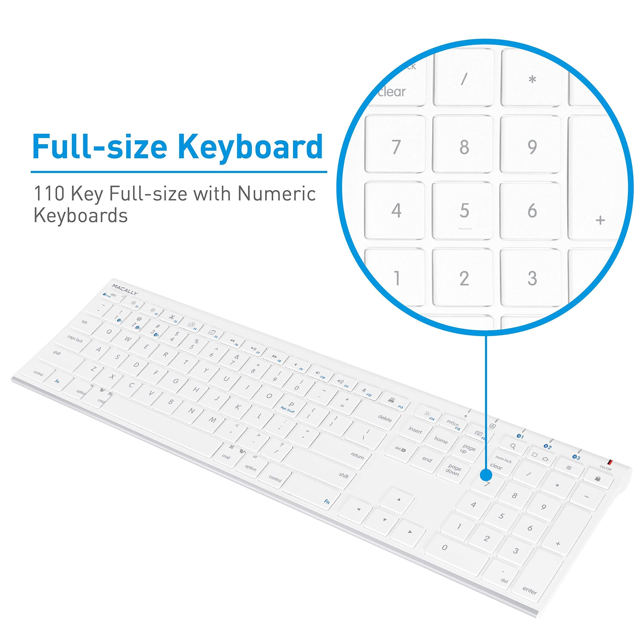 Macally Wireless Bluetooth Rechargeable Mouse and Keyboard Combo for Mac & PC - Slim Design, Long Battery Life | Perfect for Office, Home, and Travel Use