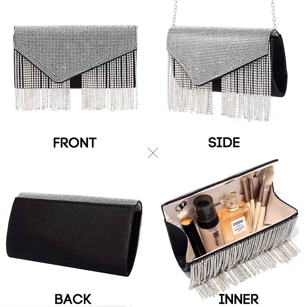 Yokawe Rhinestone Crystal Clutch Purse for Women - Sparkling Evening Bag with Tassel for Wedding, Prom, Club & Party | Elegant Crossbody Handbag for Special Occasions & Night Out