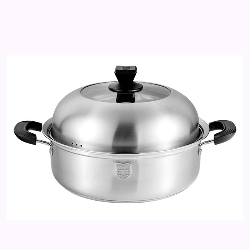 Premium 304 Stainless Steel Stock Pot with Steaming Insert - 28cm/30cm/32cm Multipurpose Cooking Pot for Soup, Steaming & Boiling - Compatible with Gas Stove & Induction Cooker - Ideal for Home Kitchen, Meal Prep & Large Family Cooking