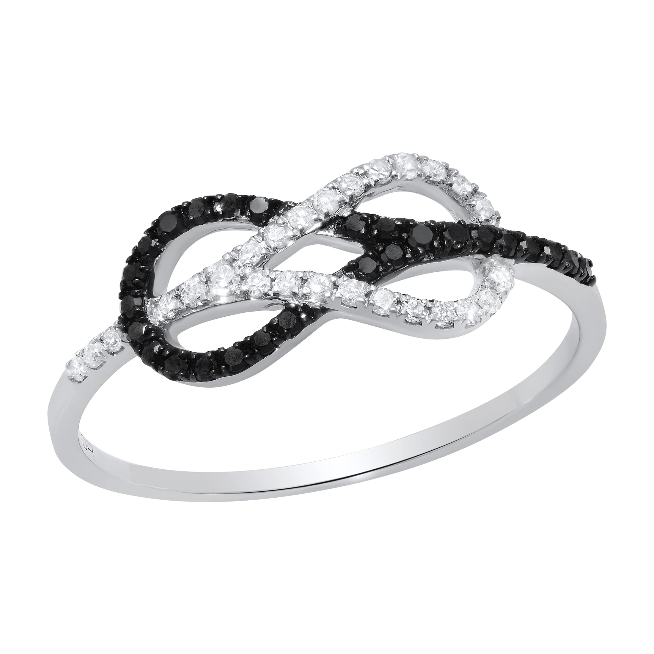 Dazzlingrock 0.35ct Round Black & White Diamond Infinity Ring for Women - 925 Sterling Silver Right Hand Ring - Perfect for Anniversary, Wedding, Valentine's Day & Special Occasion Gifts