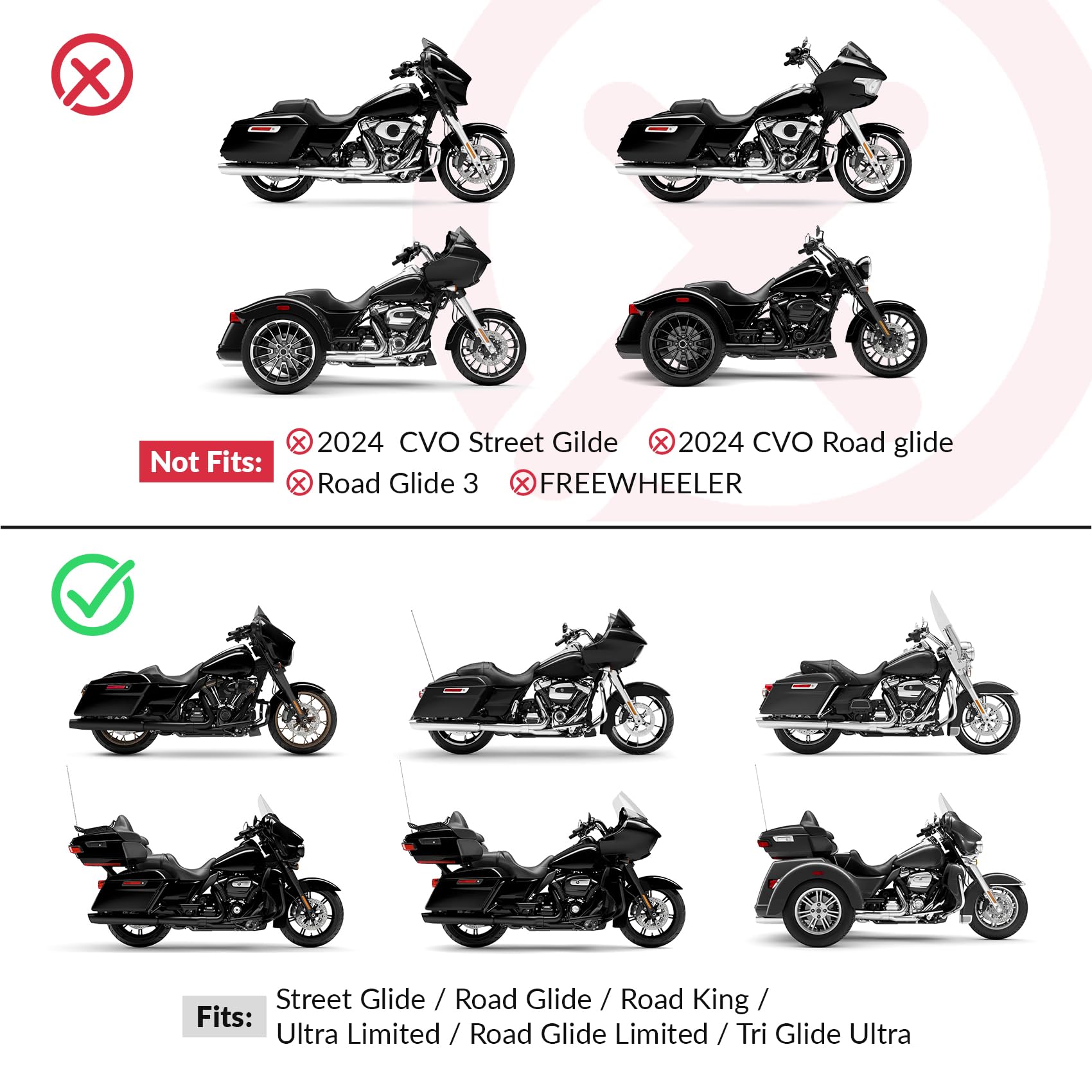 Two-Up One-Piece Rider Passenger Super Reach Seat for Harley Touring Road King, Street Glide, Road Glide (2009-2023) & Electra Glide, Tri Glide, Ultra Classic (2009-2013) - Comfortable Long-Distance Riding for Couples