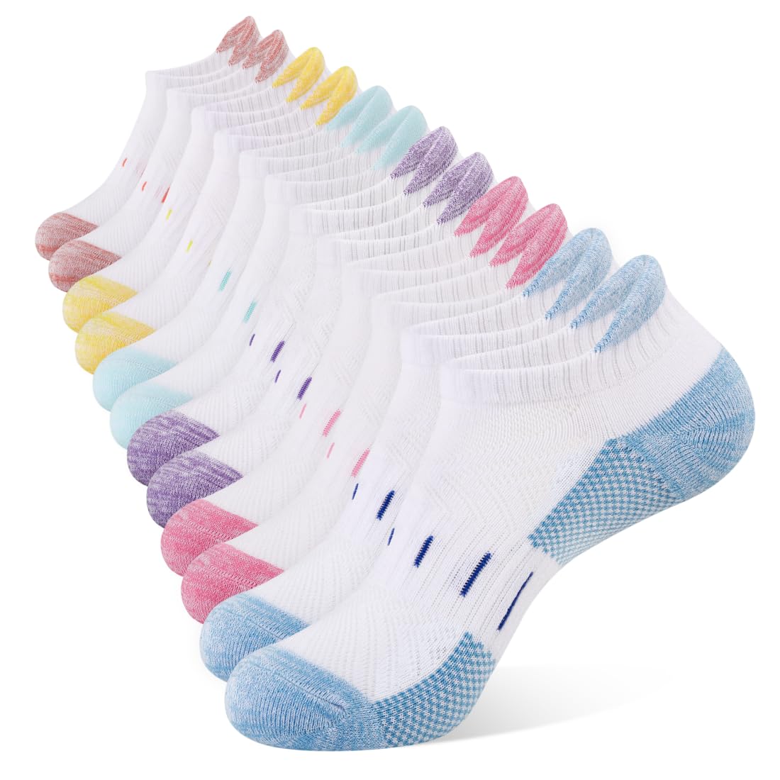 6 Pairs Women's Athletic Ankle Socks - Cushioned Low Cut Running Socks for Sports, Workouts & Everyday Comfort - Perfect for Running, Gym, Yoga and Daily Wear