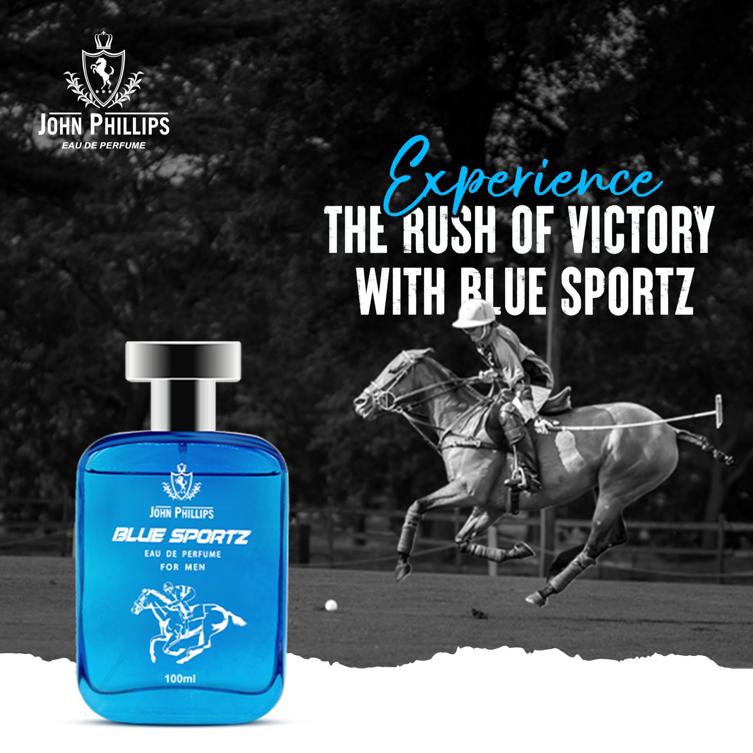 John Phillips™ Frozen & Blue Sportz Cologne for Men - Premium Eau De Toilette Perfume Spray - Fresh & Masculine Fragrance for Daily Wear, Gym, Work & Special Occasions