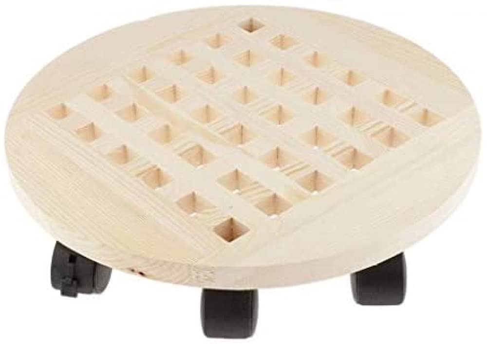 XD Designs 35cm Wooden Flower Pot Tray with Wheels - Round Plant Stand with Roller Base, Garden Planter Saucer for Indoor & Outdoor Home Decor | Perfect for Balcony, Patio and Living Room Plants