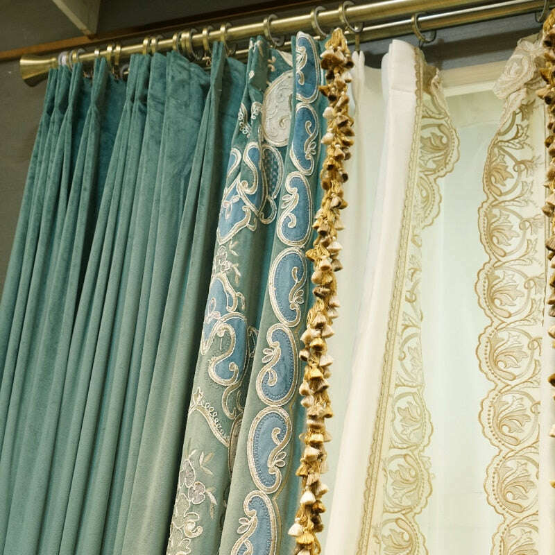 Luxury Velvet Curtains - Turquoise Blue Blackout Drapes for Living Room & Bedroom - Premium Designer Window Treatments for Home Decor