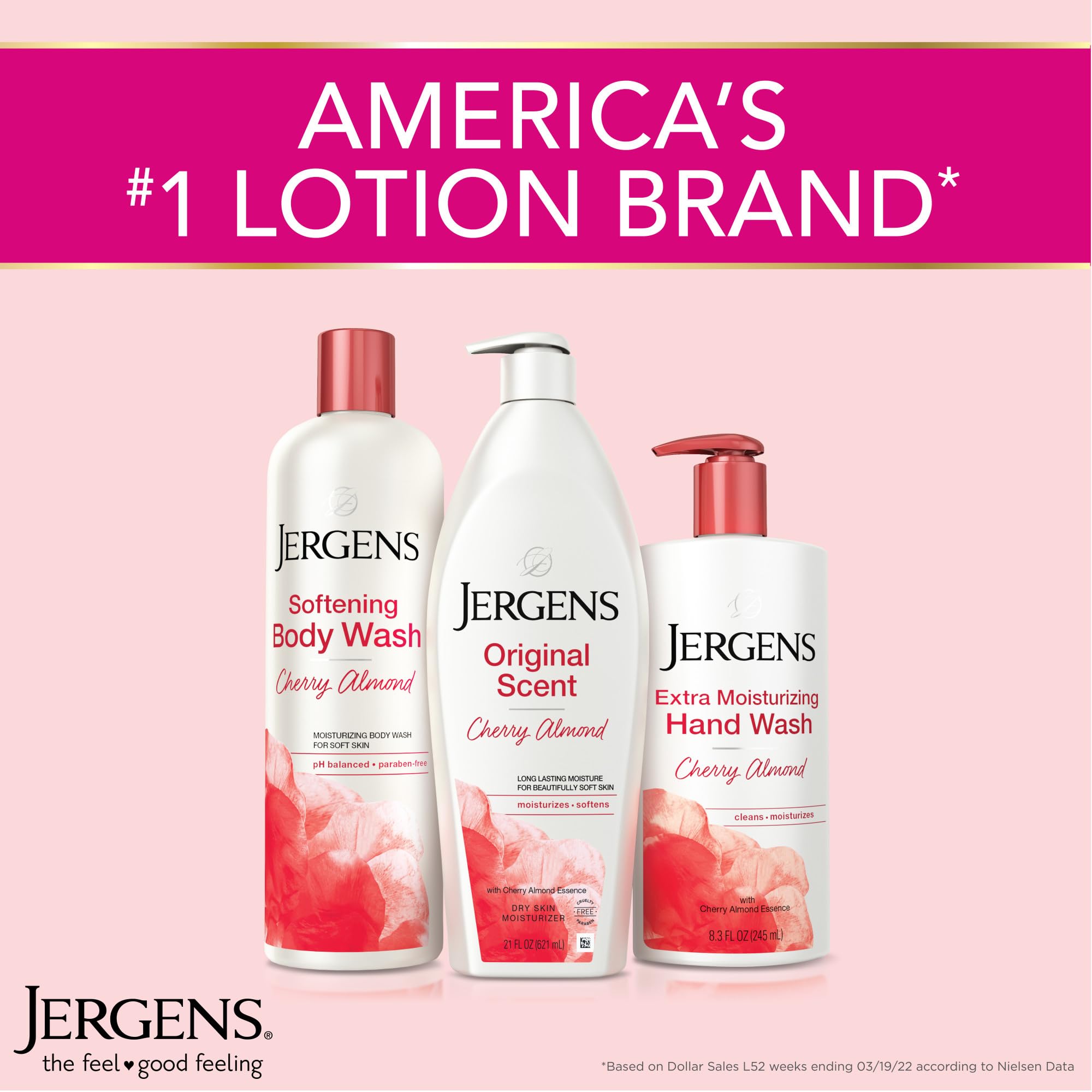 Jergens Original Scent Dry Skin Body Lotion & Moisturizer - Cherry Almond Essence for Hands & Body | Dermatologist Tested, 32 Oz | Hydrating Lotion for Dry Skin Care, Winter Moisturizer, Daily Body Hydration