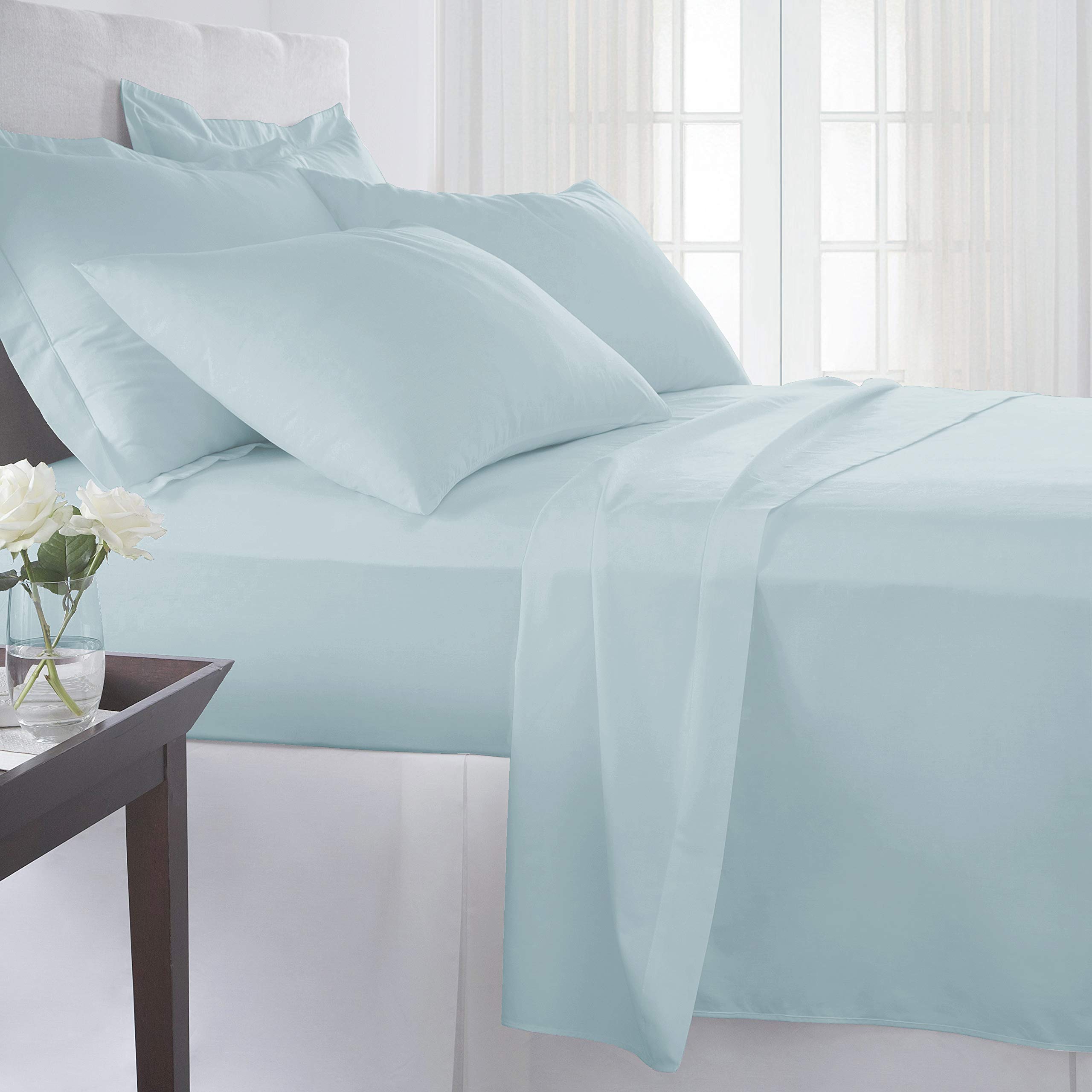 Premium 100% Cotton 4-Piece Bed Sheet Set - 800 Thread Count Long Staple Cotton, Soft Sateen Weave for Ultimate Comfort - Fits Up to 21