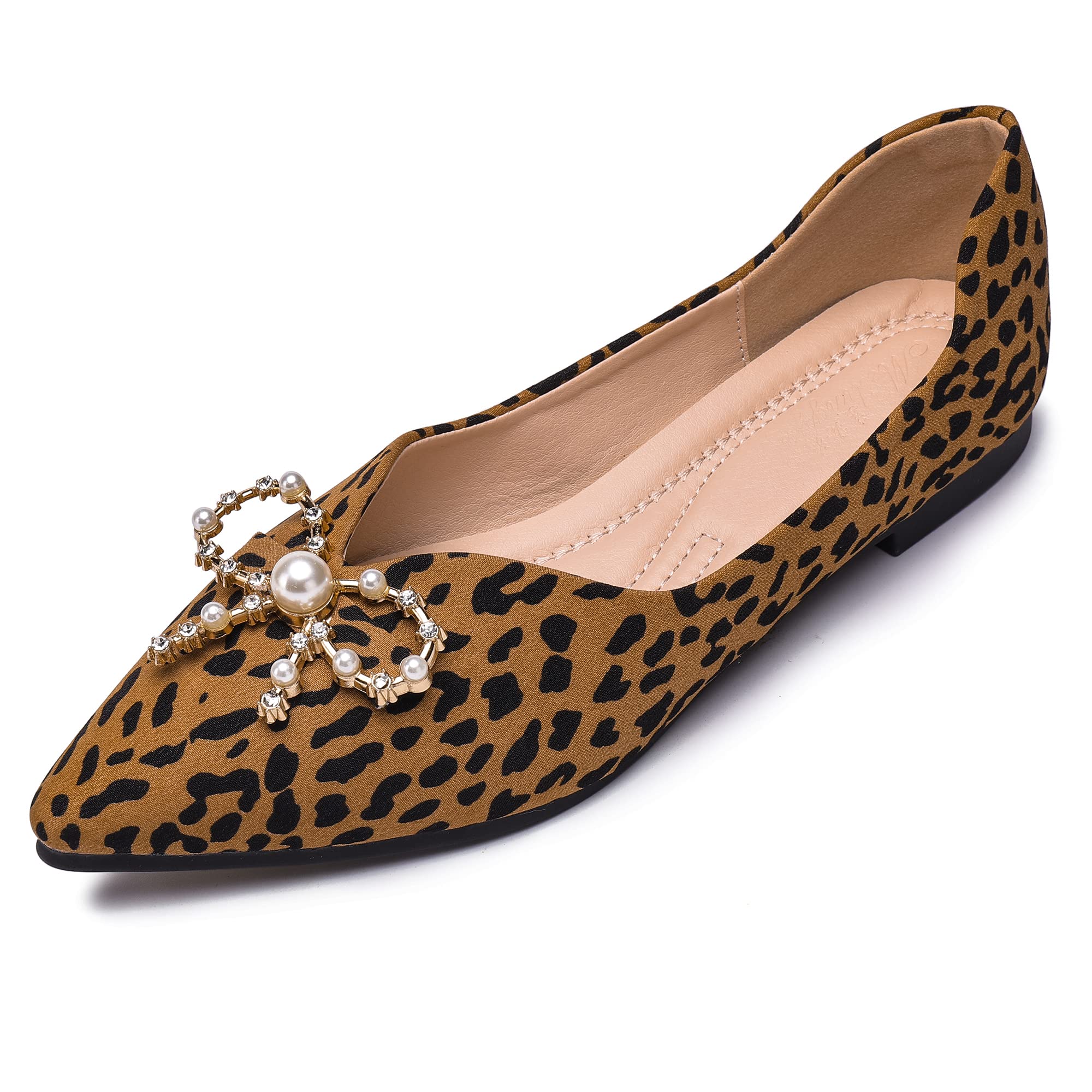 Anxle Women's Rhinestone Pointed Toe Slip-On Flats - Non-Slip Comfort Wedding Shoes for Brides, Party & Dressy Occasions