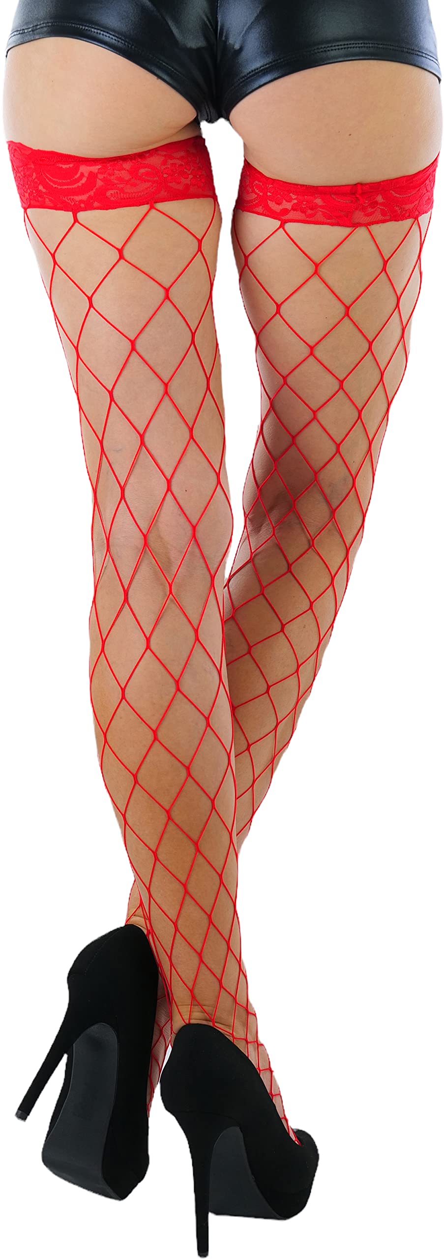 ToBeInStyle Women's Bright & Vibrant Fishnet Thigh High Stockings - Sexy Fashion Tights for Parties, Cosplay & Night Out