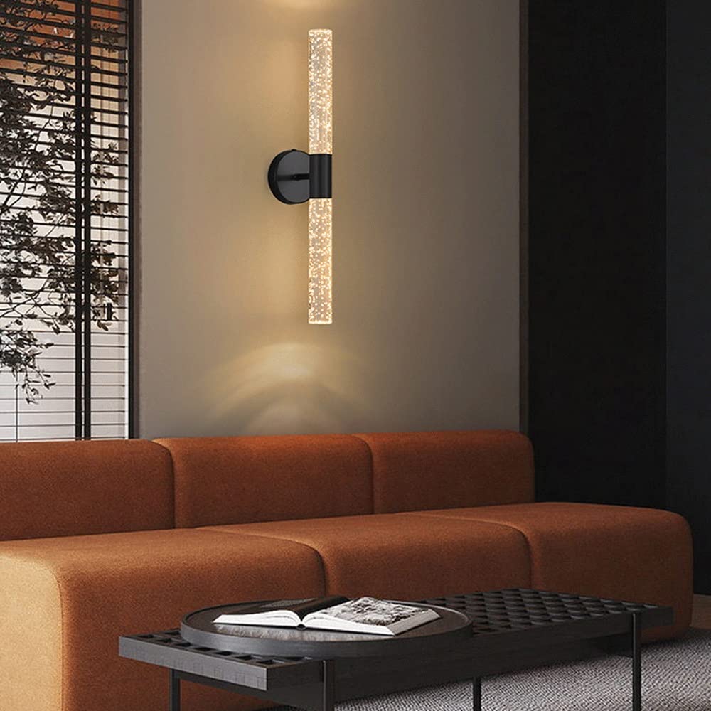 Modern LED Bubble Wall Sconce - Gold Crystal Glass Wall Lamp for Bedroom & Bathroom Decor - White Light Indoor Wall Mount Fixture - Perfect for Ambient Lighting in Living Rooms, Hallways, and Spa Areas