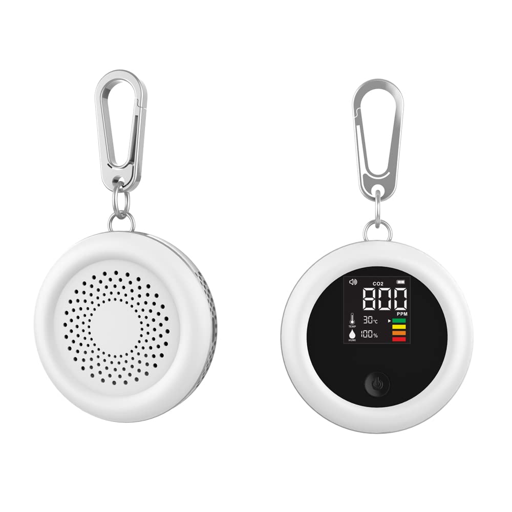 Mini CO2 Detector Keychain - 3-in-1 Air Quality Monitor with Alarm for Home & Travel