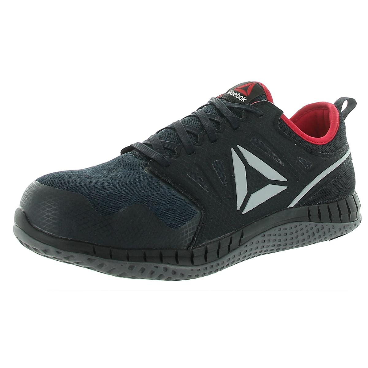 Reebok Men's RB4250 ZPrint Safety Steel Toe Athletic Work Shoes - Navy, Red & Grey - Slip Resistant & Comfortable for Construction, Warehouse & Industrial Jobs