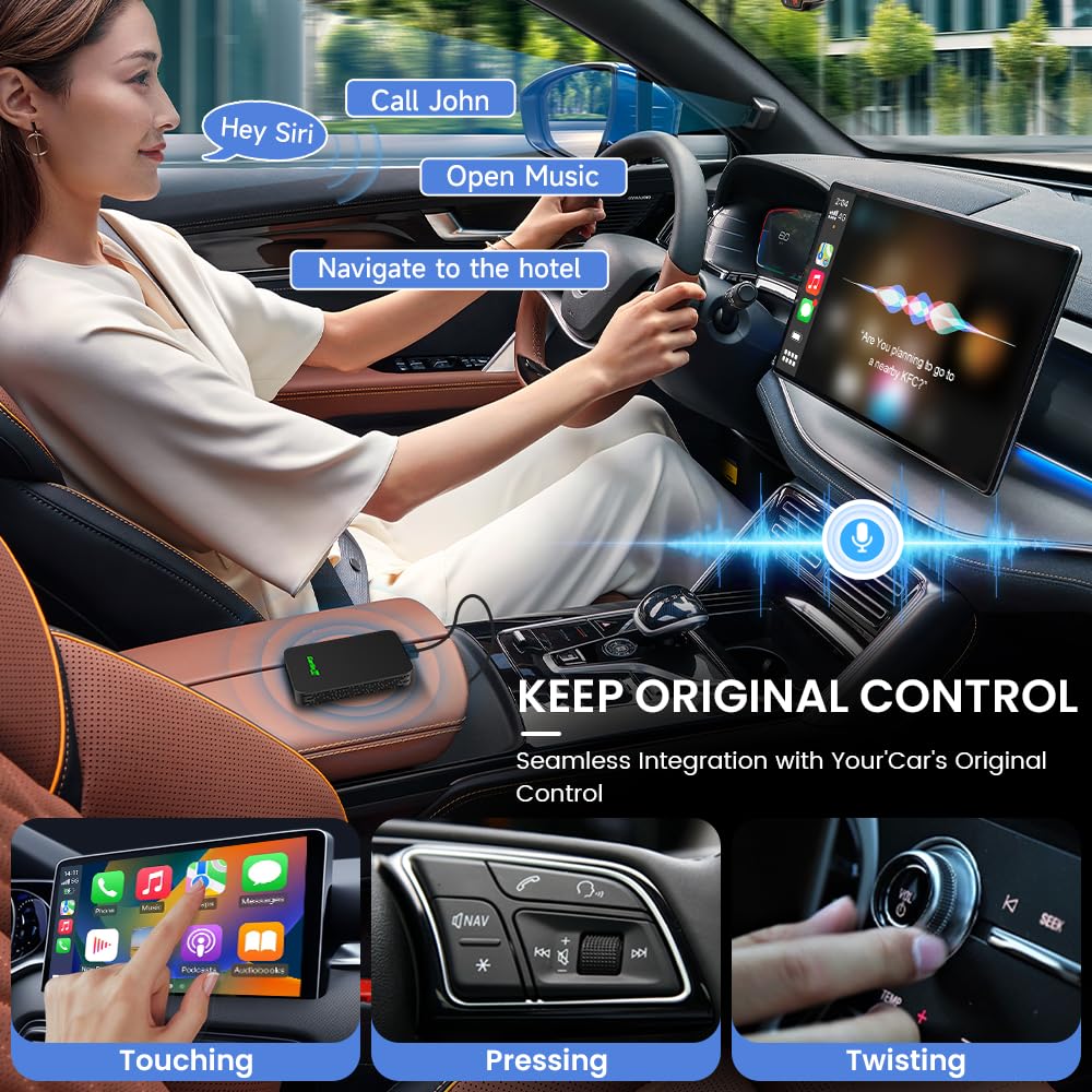 CarlinKit 5.0 Wireless Android Auto & Apple CarPlay Adapter (2025 Model) - Dual Channel Connection, Plug & Play USB Dongle for Cars 2016+ | Convert Wired to Wireless | Perfect for Commuting, Road Trips & Hands-Free Driving