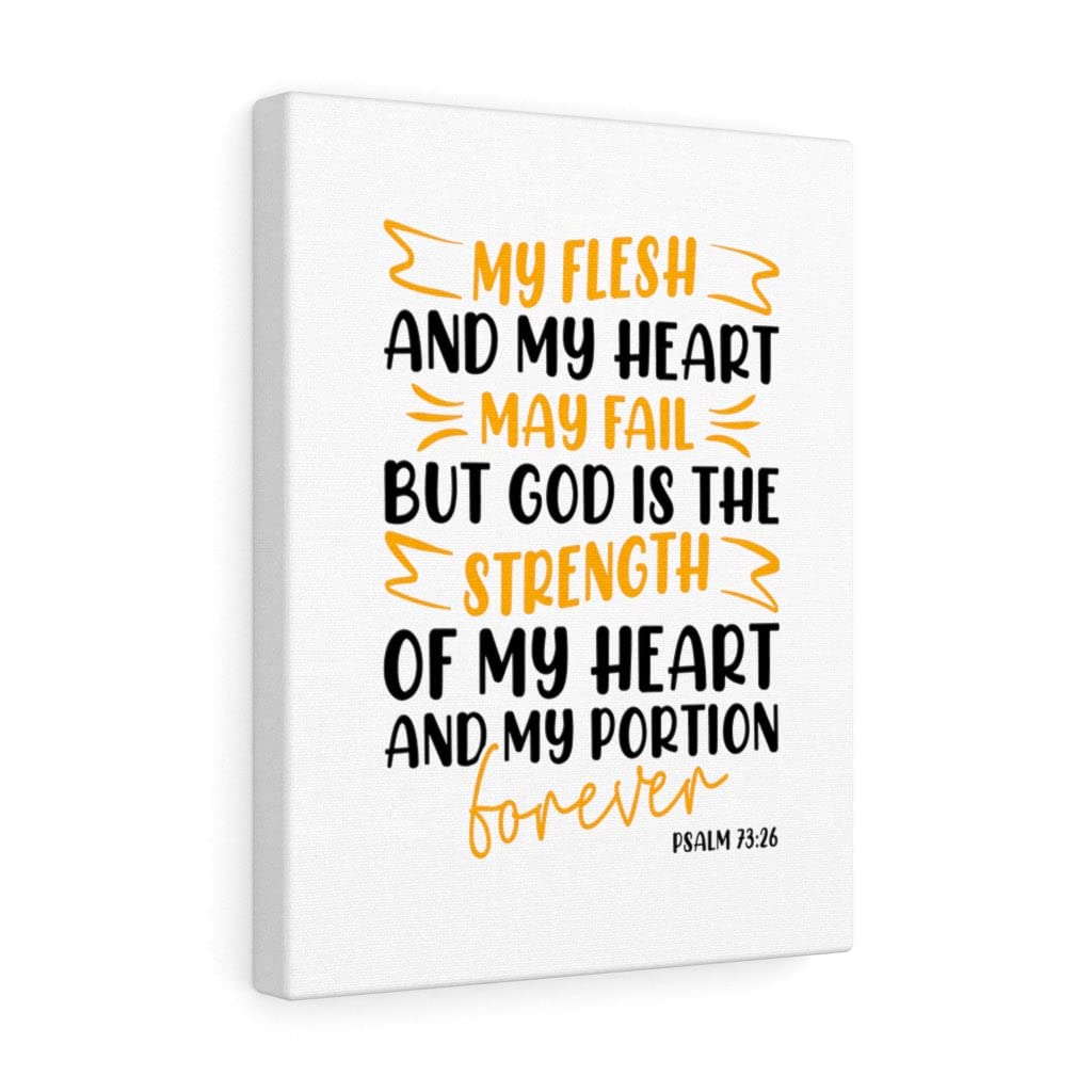 Christian Wall Art with Bible Verse - Psalm 73:26 'God is My Strength' Scripture Print - Ready to Hang Inspirational Home Decor for Living Room, Bedroom & Church