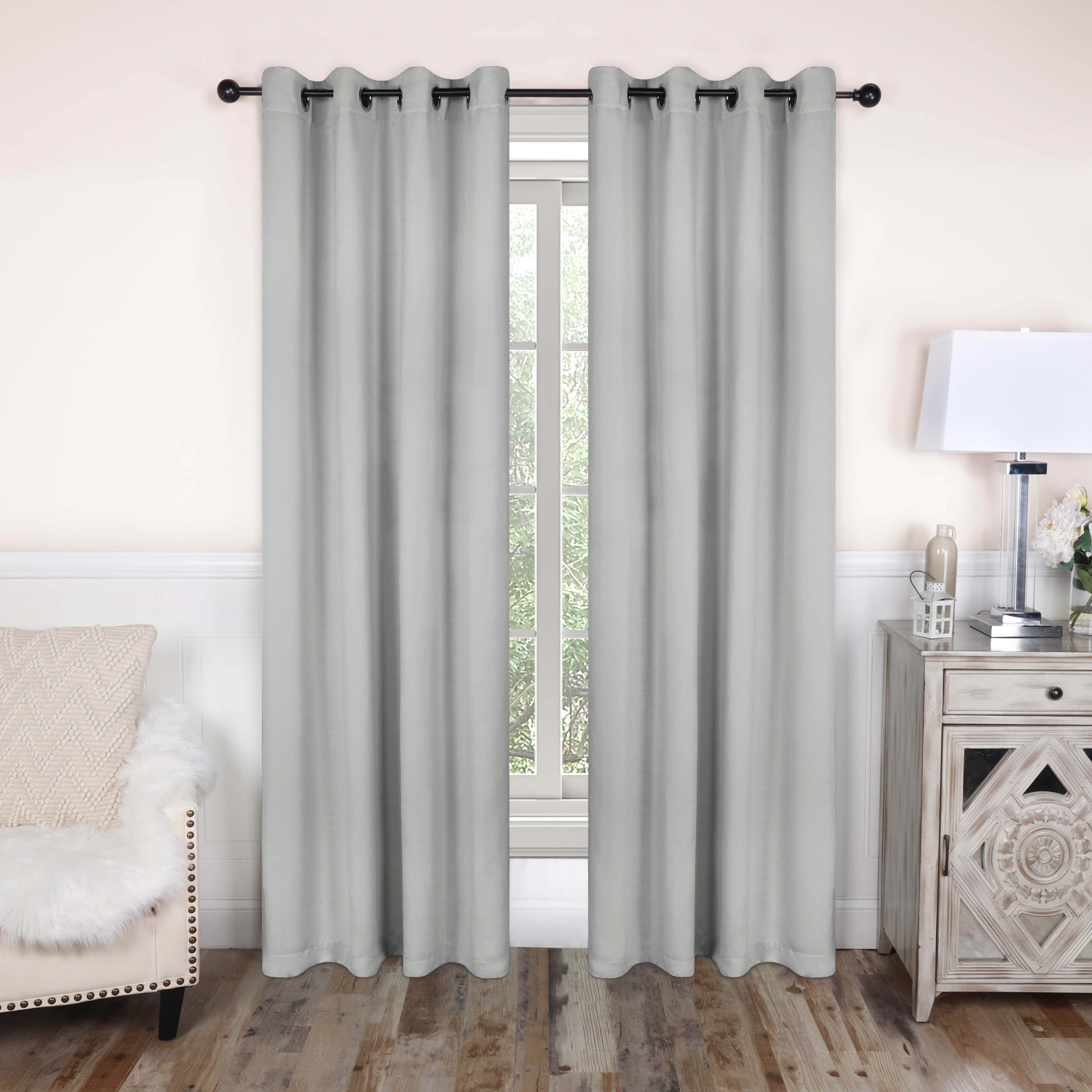 Solid Classic Modern Grommet Blackout Curtain Set - Thermal Insulated Window Drapes for Living Room & Bedroom - Noise Reducing & Light Blocking for Better Sleep
