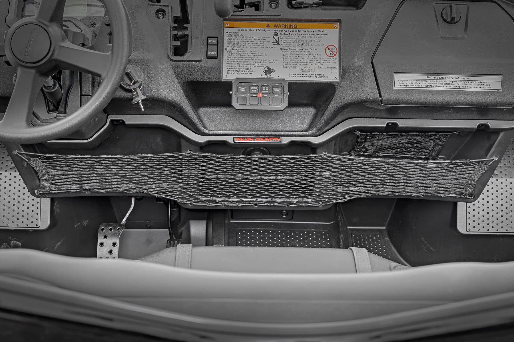 Rough Country Under Dash Storage Tray for Honda Pioneer 1000 (2016-2024) | Durable Interior Organizer for ATV Accessories | Perfect for Tools, Phones & Off-Road Gear Storage